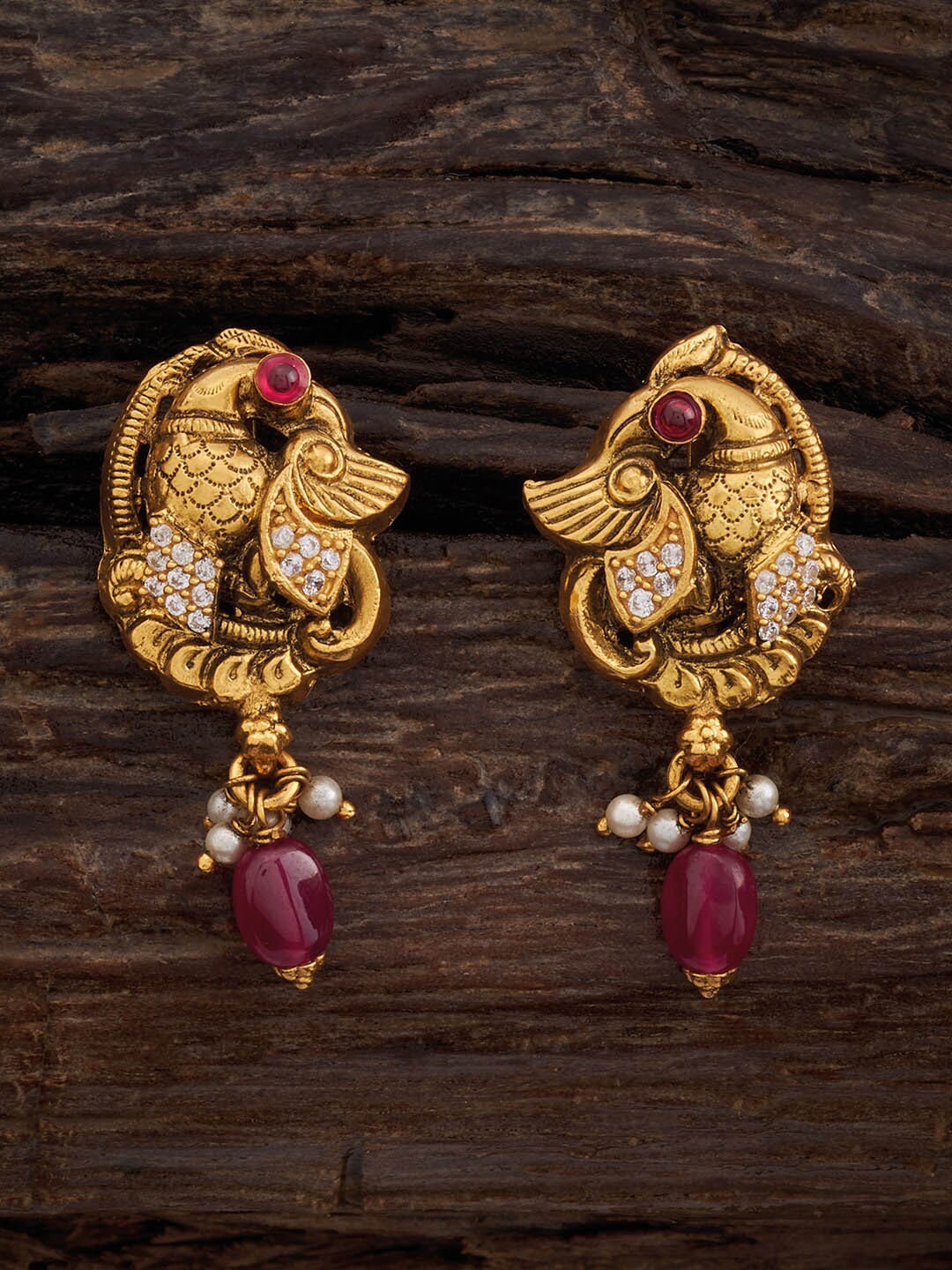 

Kushal's Fashion Jewellery 92.5 Pure Silver Gold-Plated Classic Studs Earrings