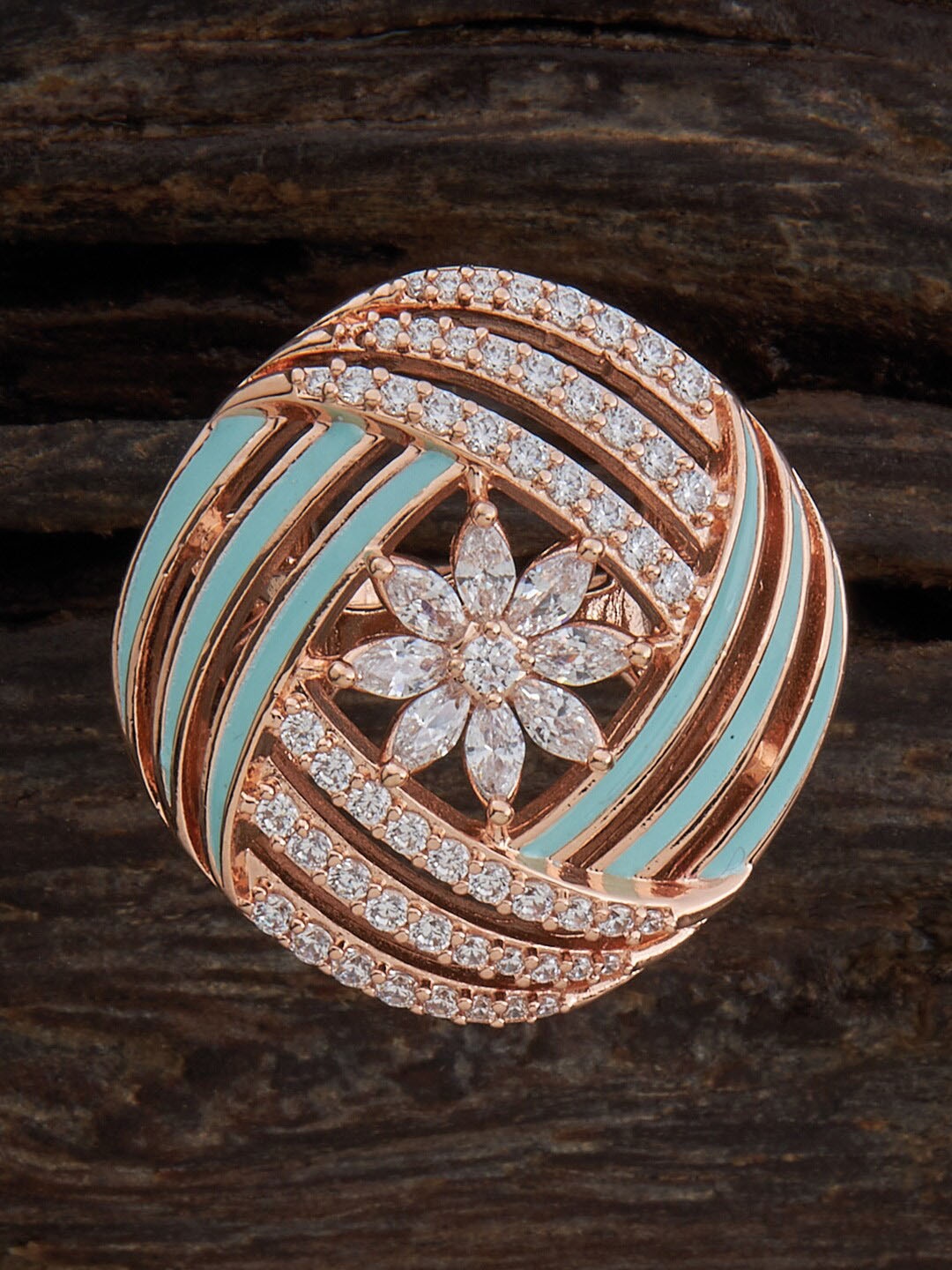 

Kushal's Fashion Jewellery Rose Gold-Plated CZ-Studded Adjustable Finger Ring