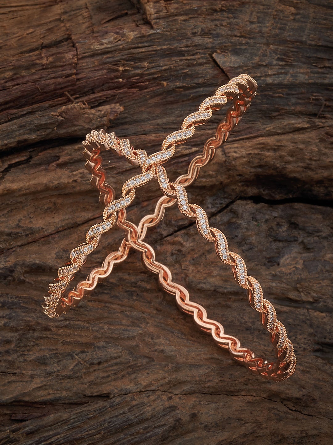 

Kushal's Fashion Jewellery Set Of 2 Rose Gold-Plated Bangles