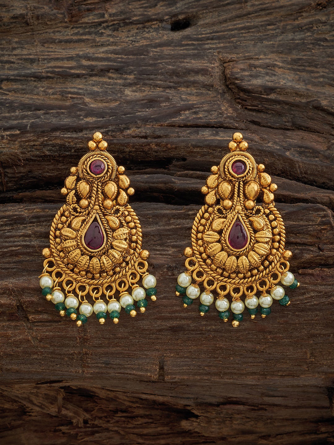 

Kushal's Fashion Jewellery Gold Plated Artificial Beads Classic Antique Drop Earrings