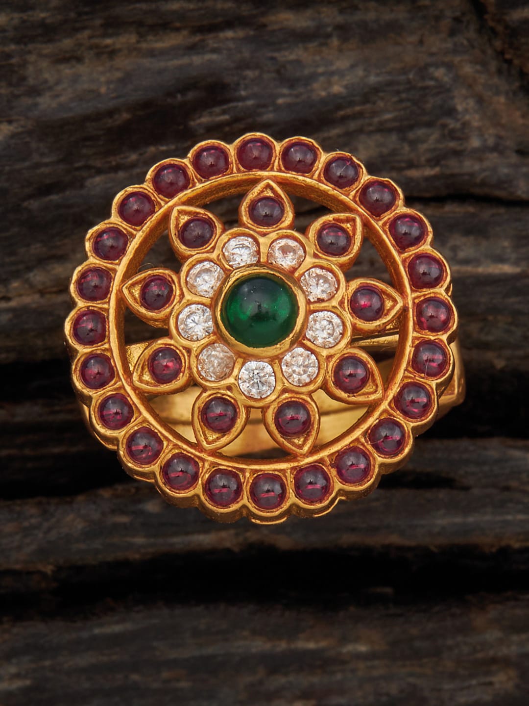 

Kushal's Fashion Jewellery Gold Plated 92.5 Pure Silver Stone Studded Finger Ring