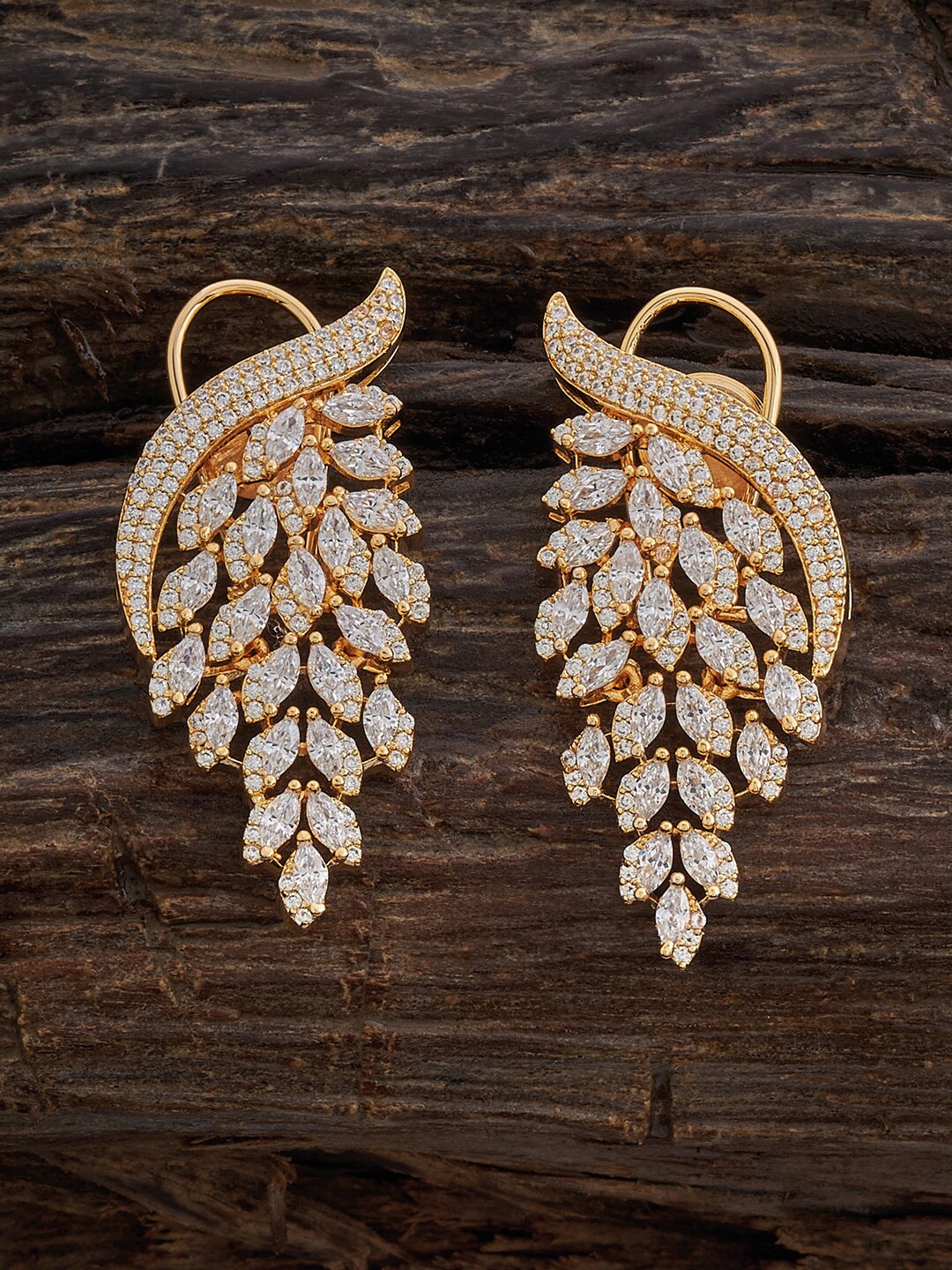 

Kushal's Fashion Jewellery Gold Plated Cubic Zirconia Contemporary Drop Earrings