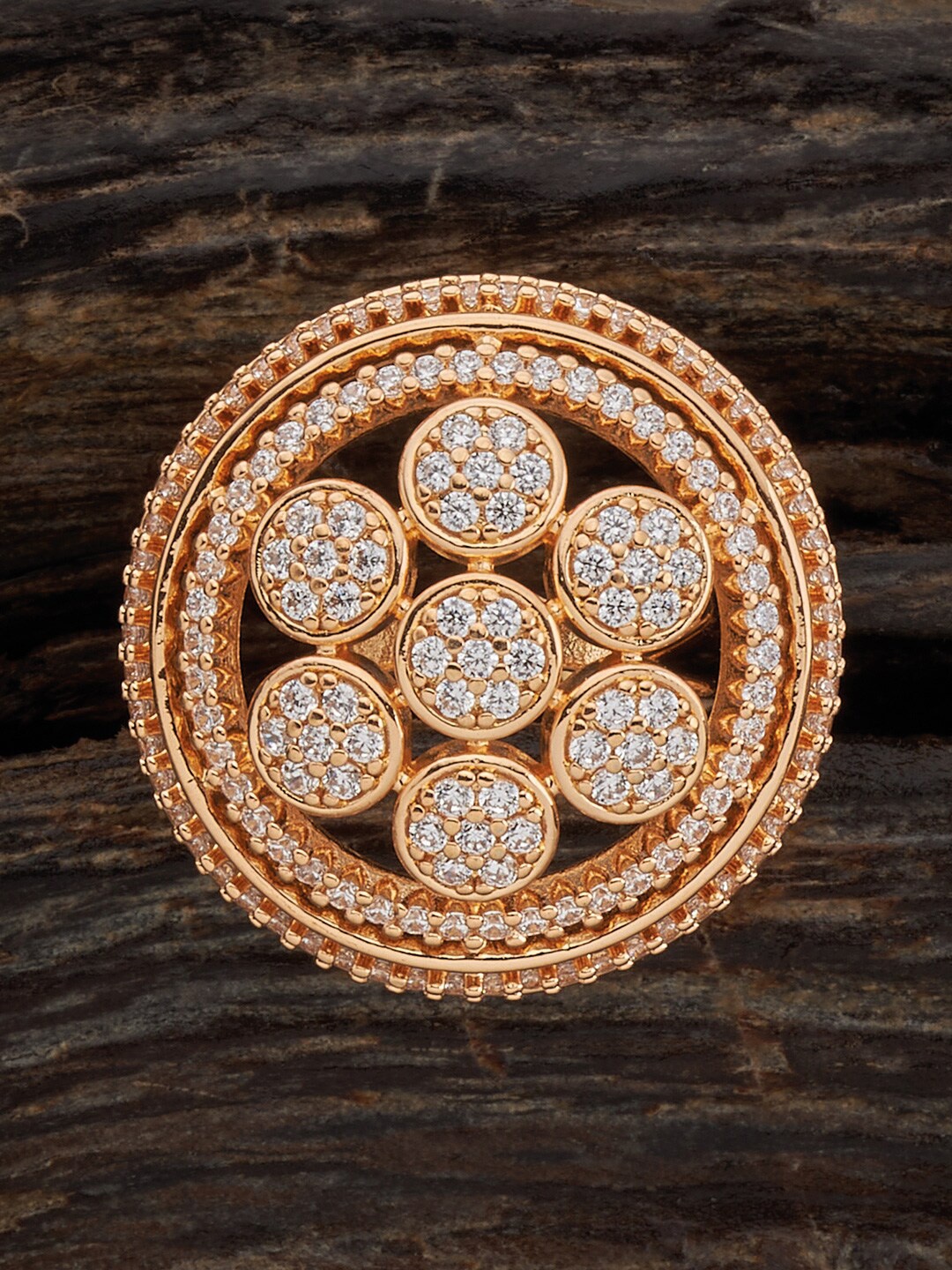 

Kushal's Fashion Jewellery Gold-Plated CZ-Studded Adjustable Finger Ring