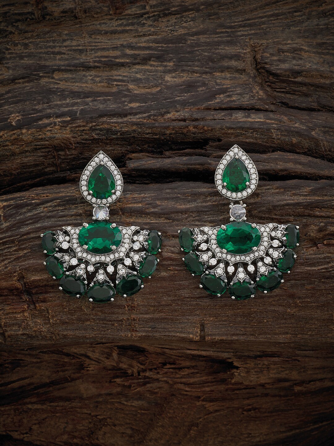 

Kushal's Fashion Jewellery Rhodium-Plated Zircon Classic Drop Earrings, Silver