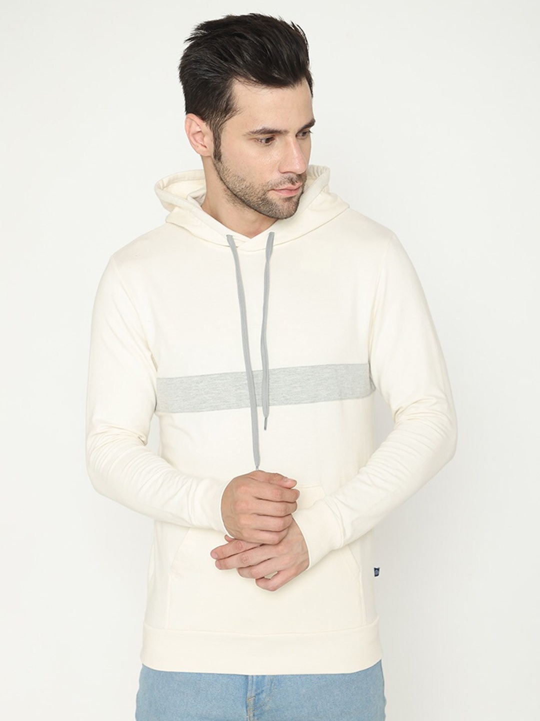 

Bonjour Hooded Cotton Pullover Sweatshirt, Off white