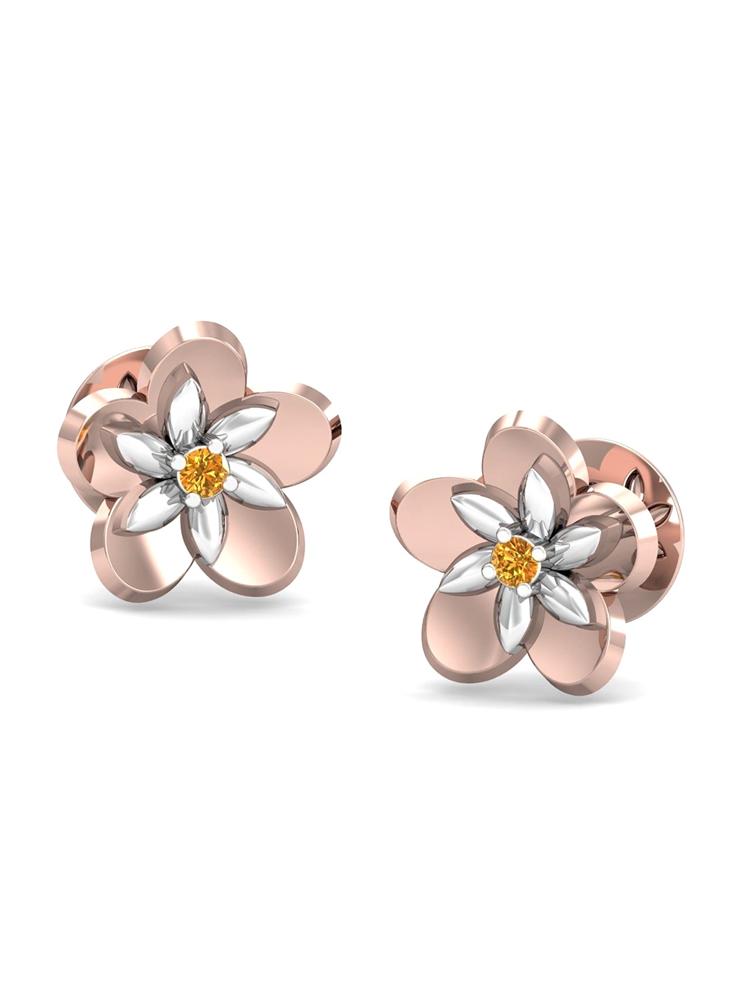 

KUBERBOX Flower 18KT Rose Gold Stud Earrings-3.14gm