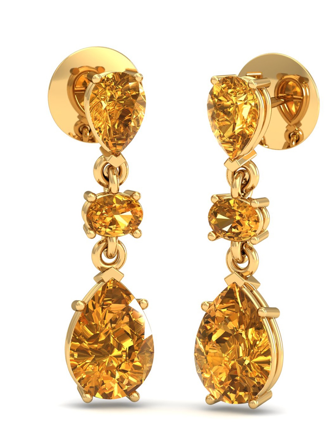 

KUBERBOX 18KT Gold Topaz Studded Drop Earrings-3gm