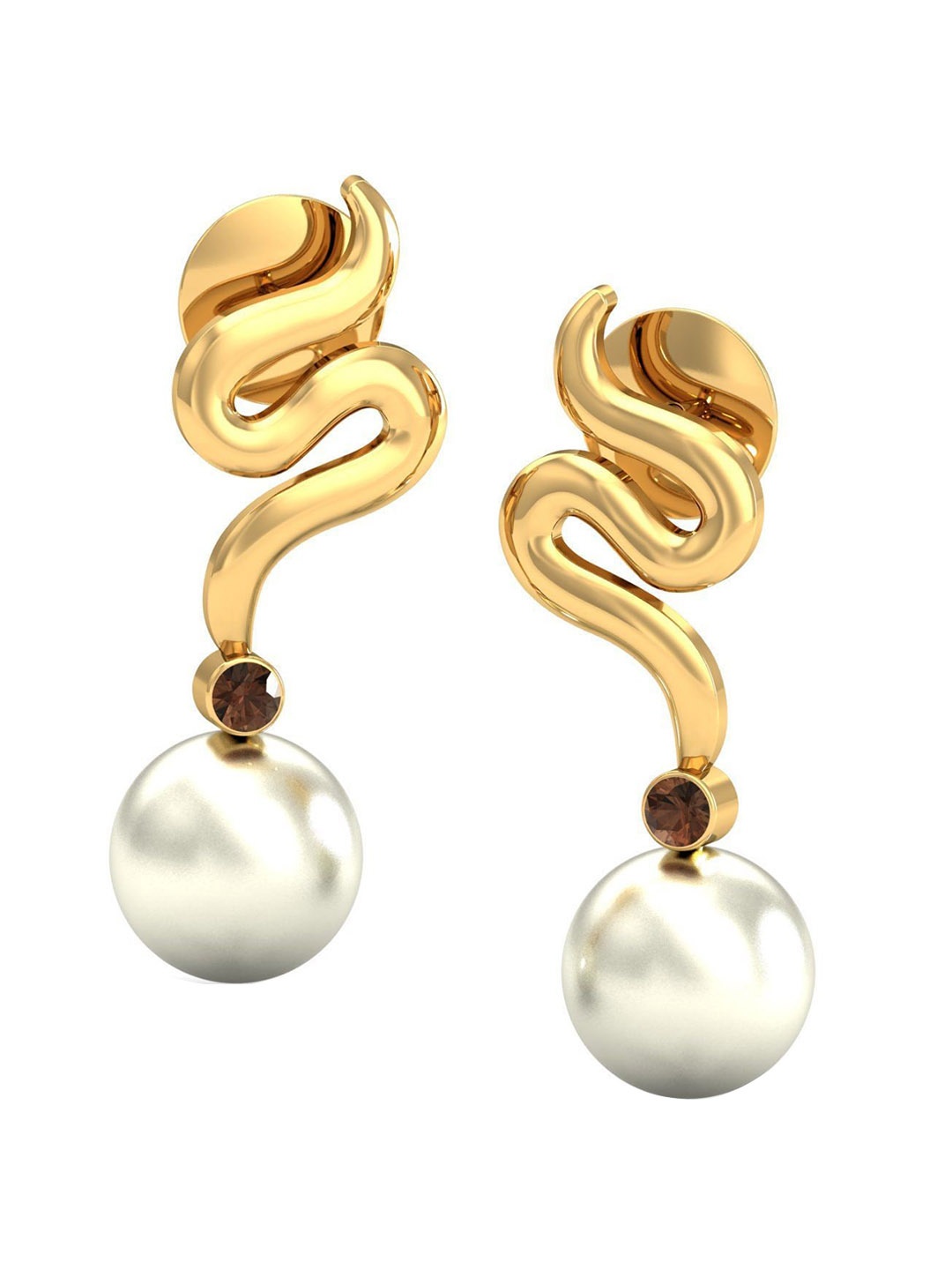 

KUBERBOX Wavy Smokey 18KT Gold Stud Earrings-3gm