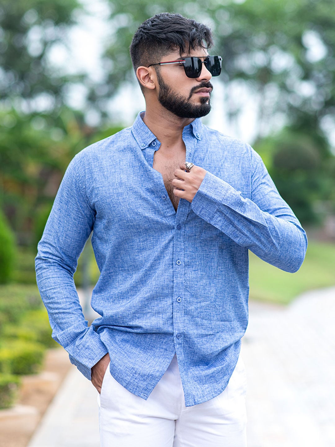 

Tistabene Opaque Printed Casual Shirt, Blue