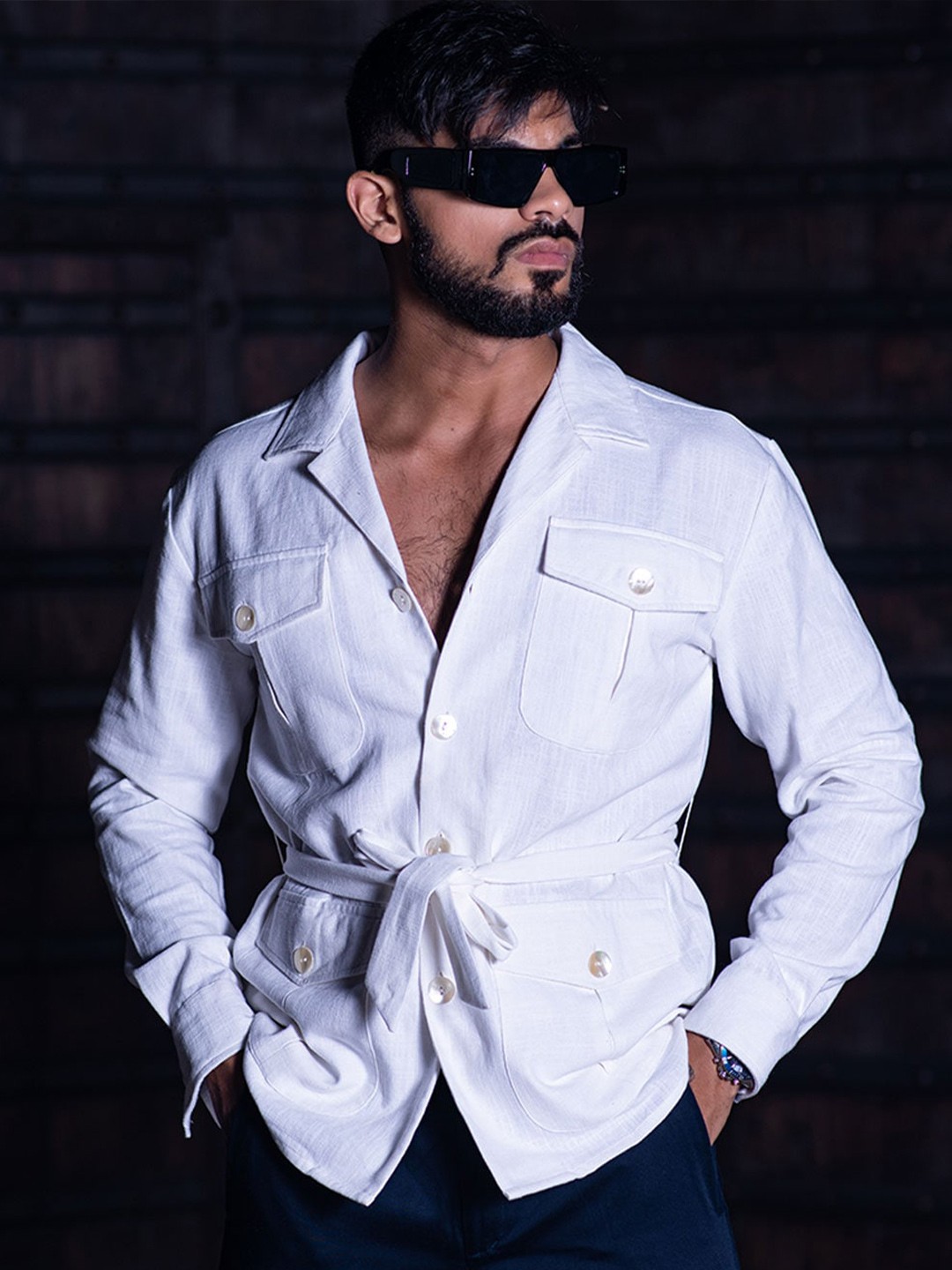 

Tistabene New Spread Collar Linen Casual Shirt, White