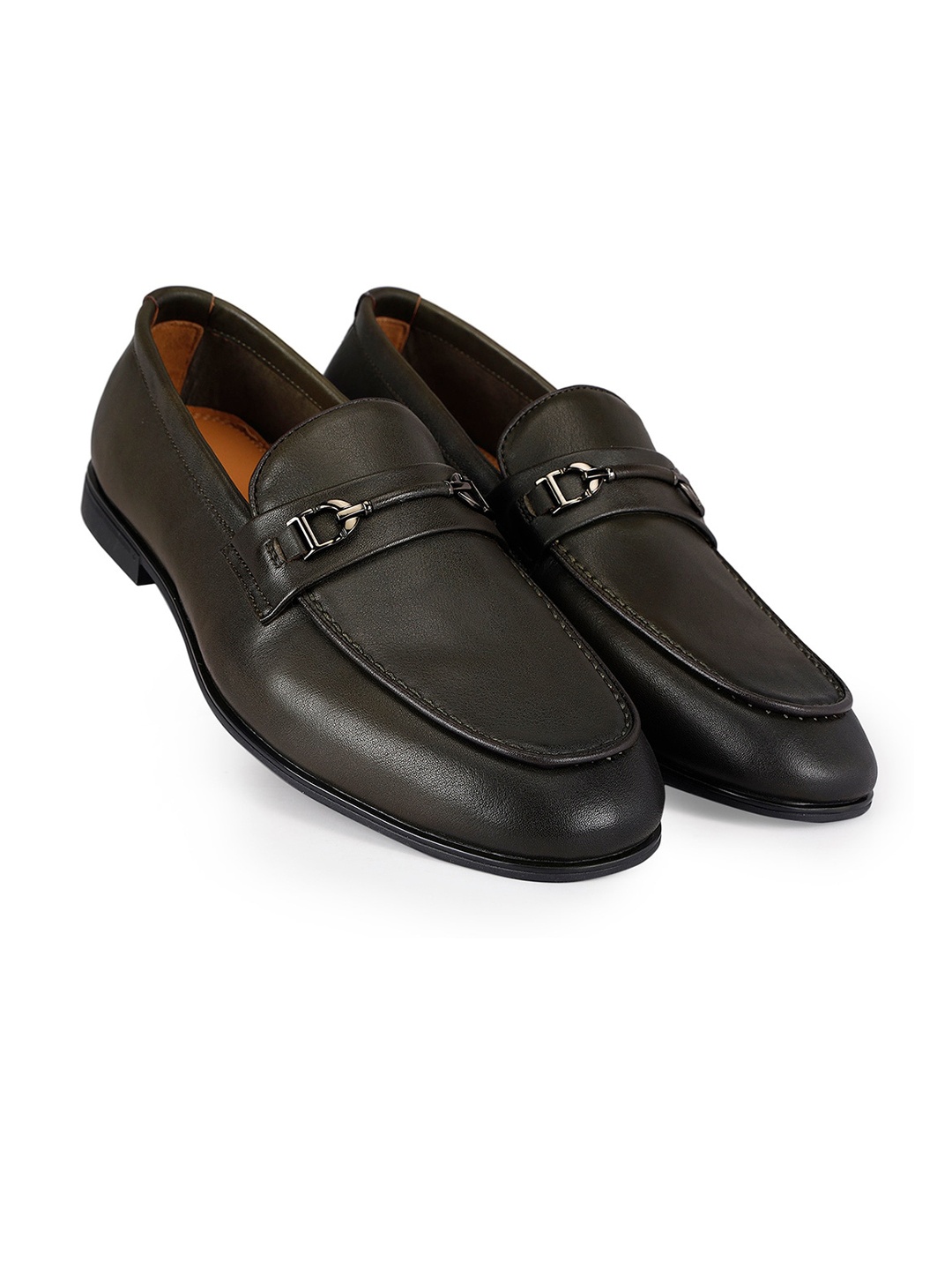 

ROSSO BRUNELLO Men Formal Horsebit Loafers, Olive