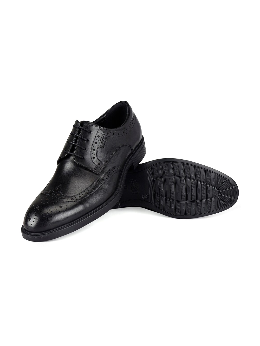 

ROSSO BRUNELLO Men Textured Leather Formal Brogues, Black