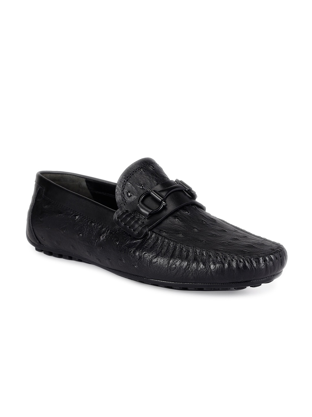 

ROSSO BRUNELLO Men Textured Leather Driving Shoes, Black