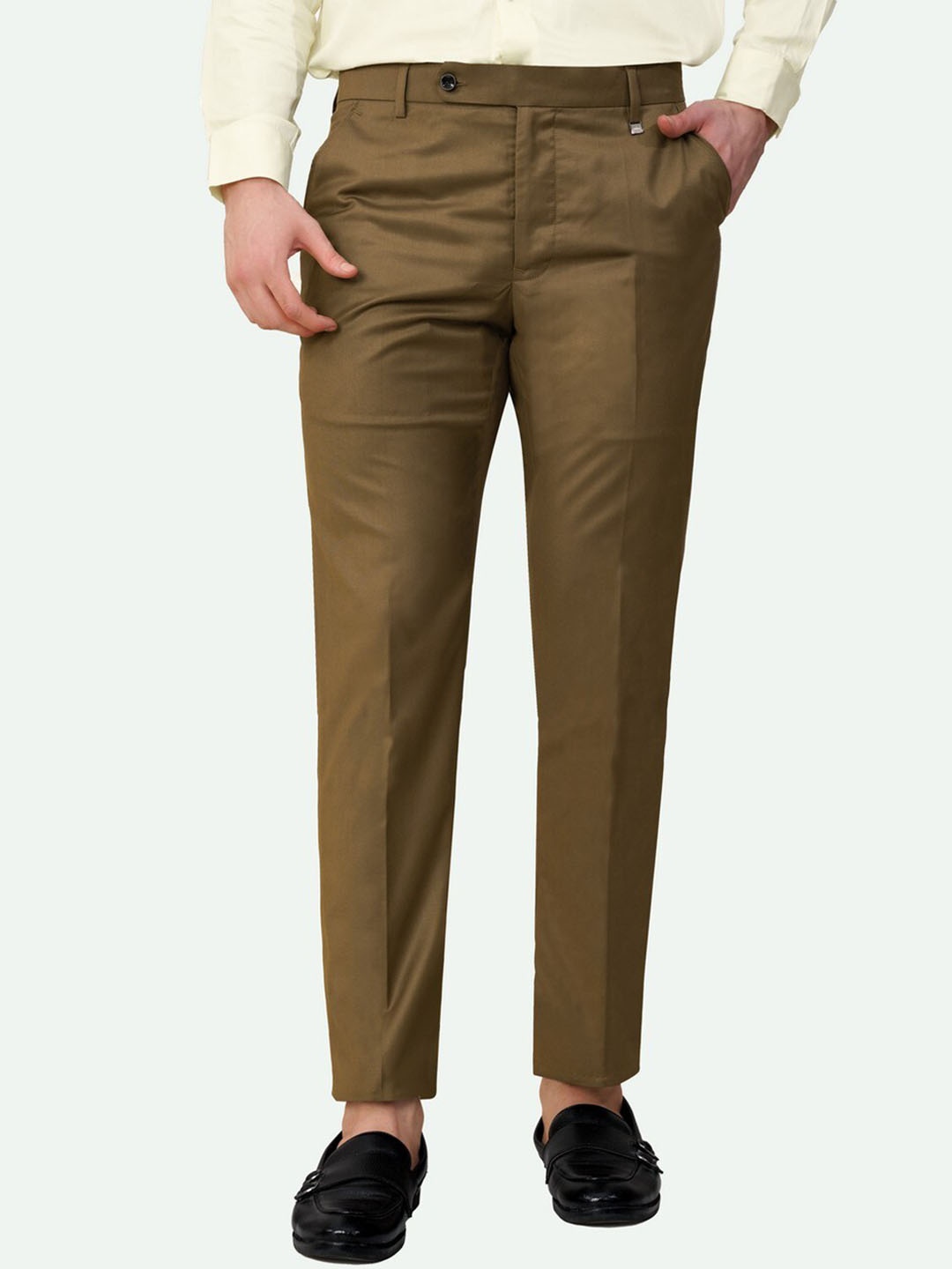 

FRENCH CROWN Men Tailored Mid-Rise Formal Trouser, Brown