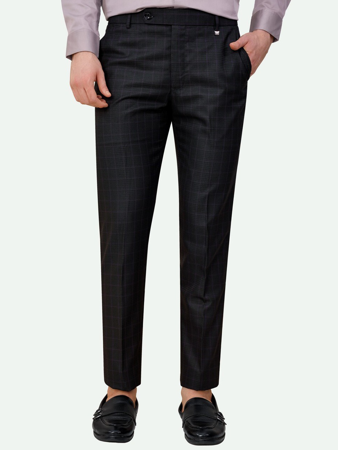 

FRENCH CROWN Men Tailored Mid Rise Formal Trousers, Grey