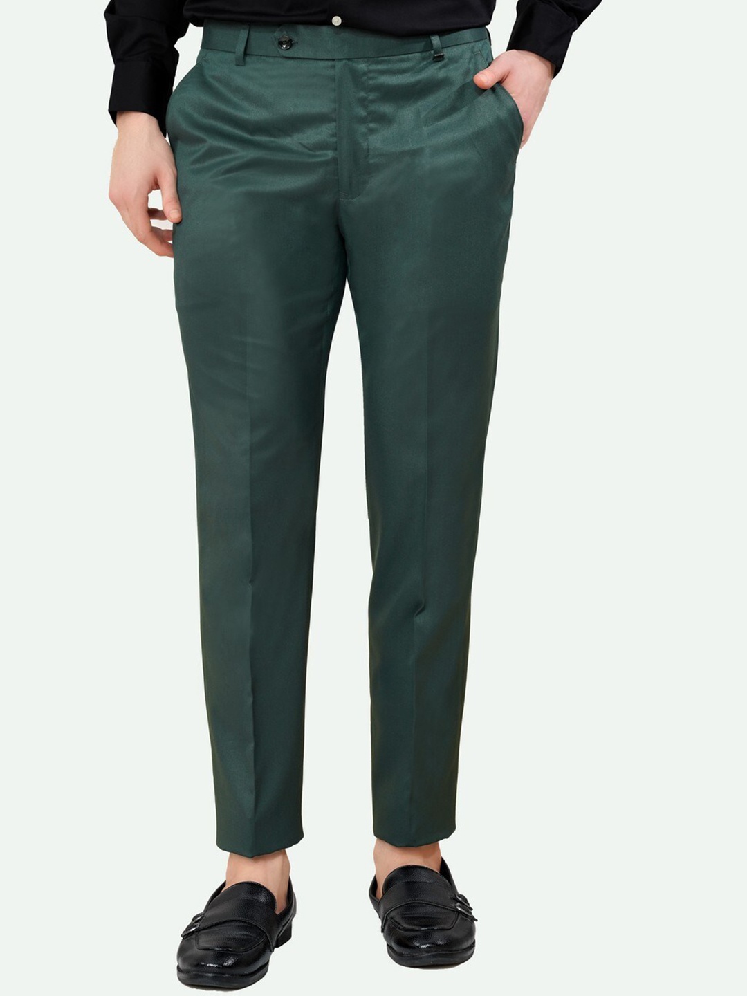 

FRENCH CROWN Men Tailored Mid-Rise Formal Trouser, Green