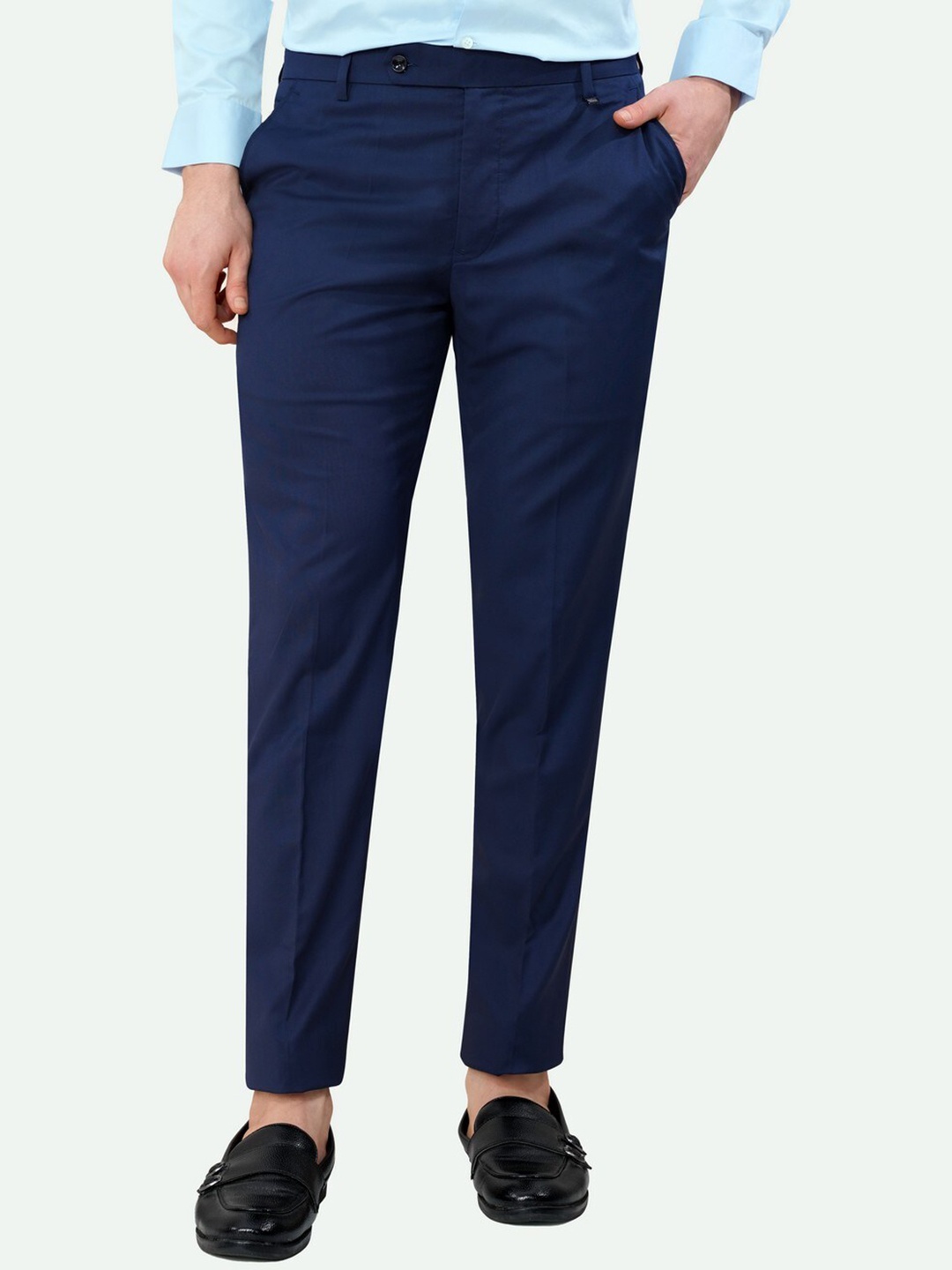 

FRENCH CROWN Men Tailored Mid-Rise Formal Trouser, Blue