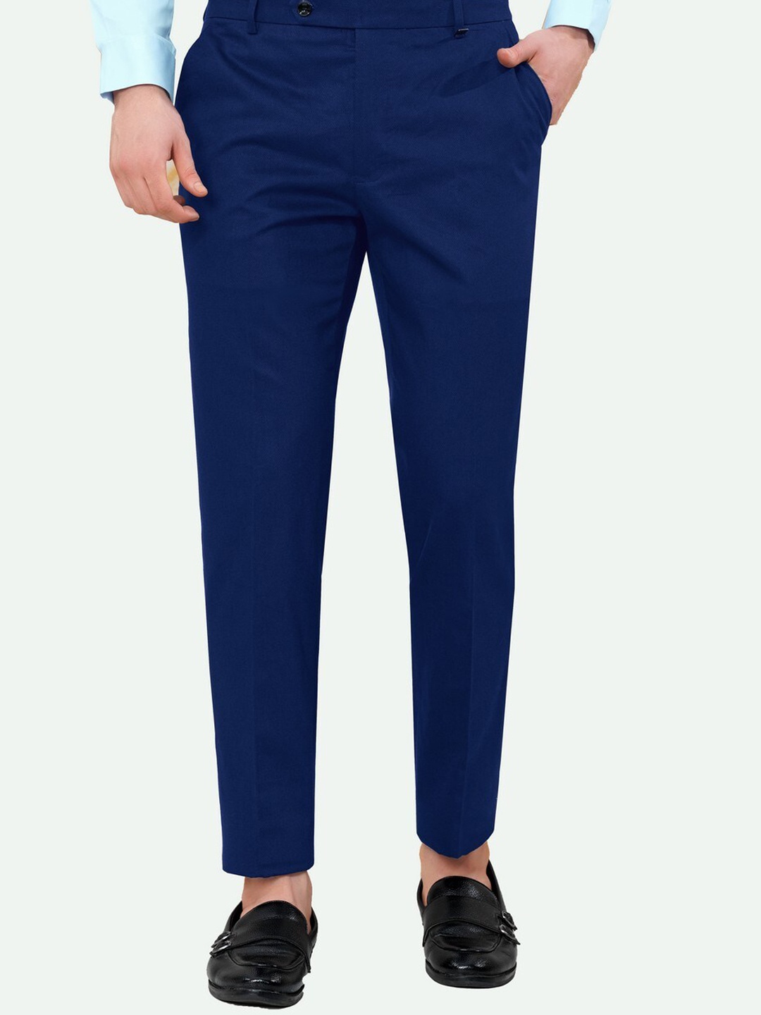 

FRENCH CROWN Men Tailored Mid-Rise Formal Trouser, Blue