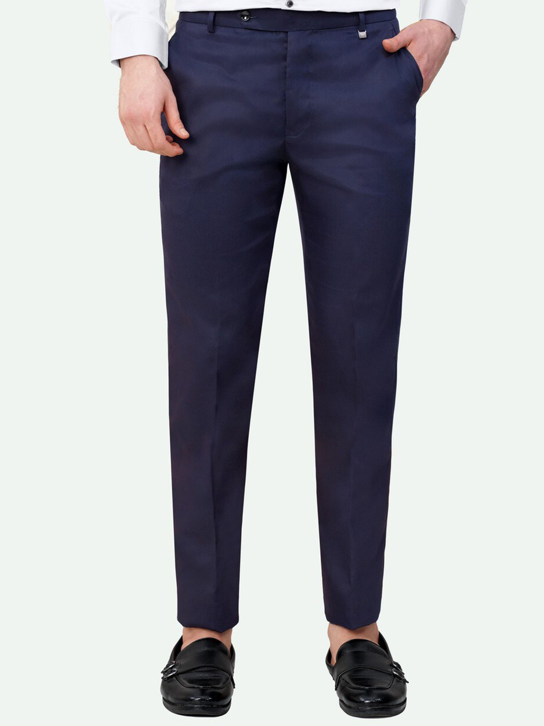 

FRENCH CROWN Men Tailored Mid-Rise Formal Trouser, Blue
