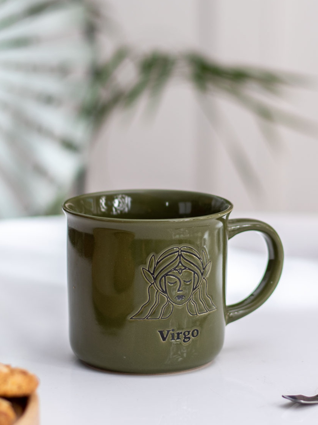 

THEDECORKART Green & Black Printed Ceramic Glossy Mug - 300 ML