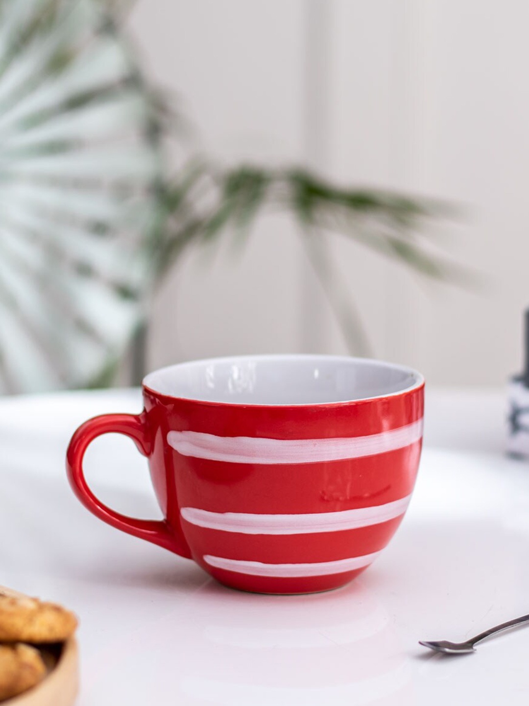 

THEDECORKART Red & White Printed Ceramic Glossy Mug 300 ml