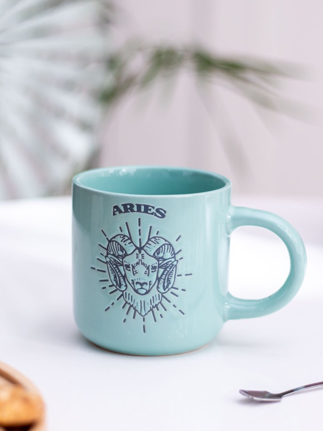 

THEDECORKART Blue & Black Printed Ceramic Matte Mug 300 ml