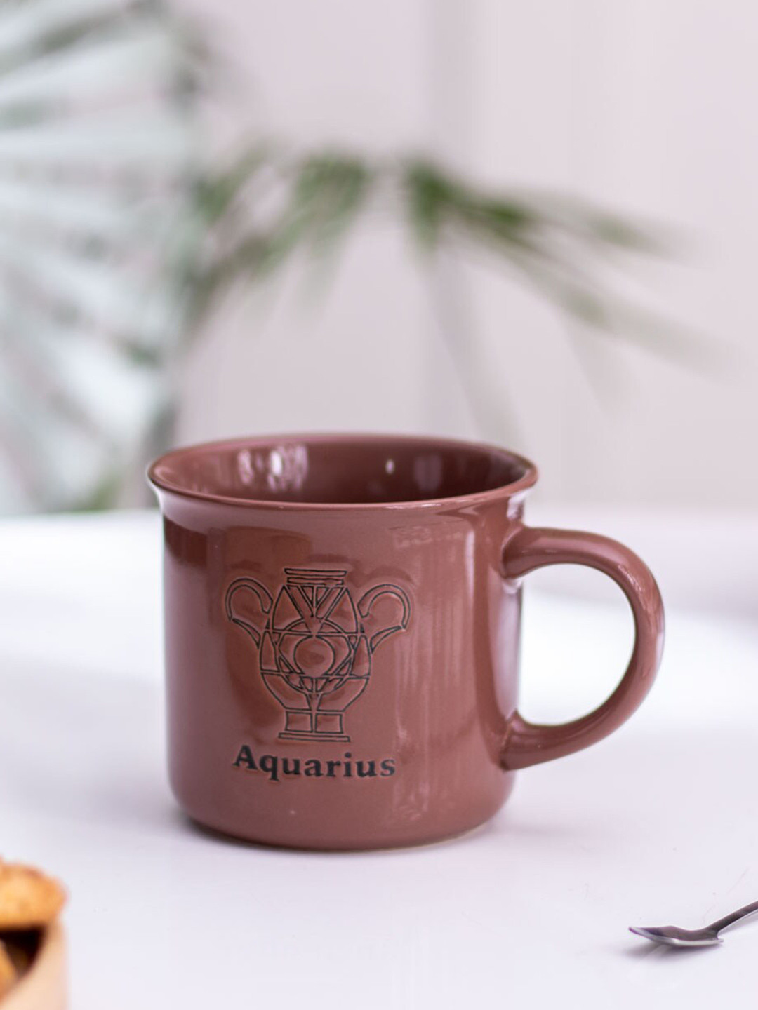 

THEDECORKART Brown & Black Printed Ceramic Glossy Mug 300 ml