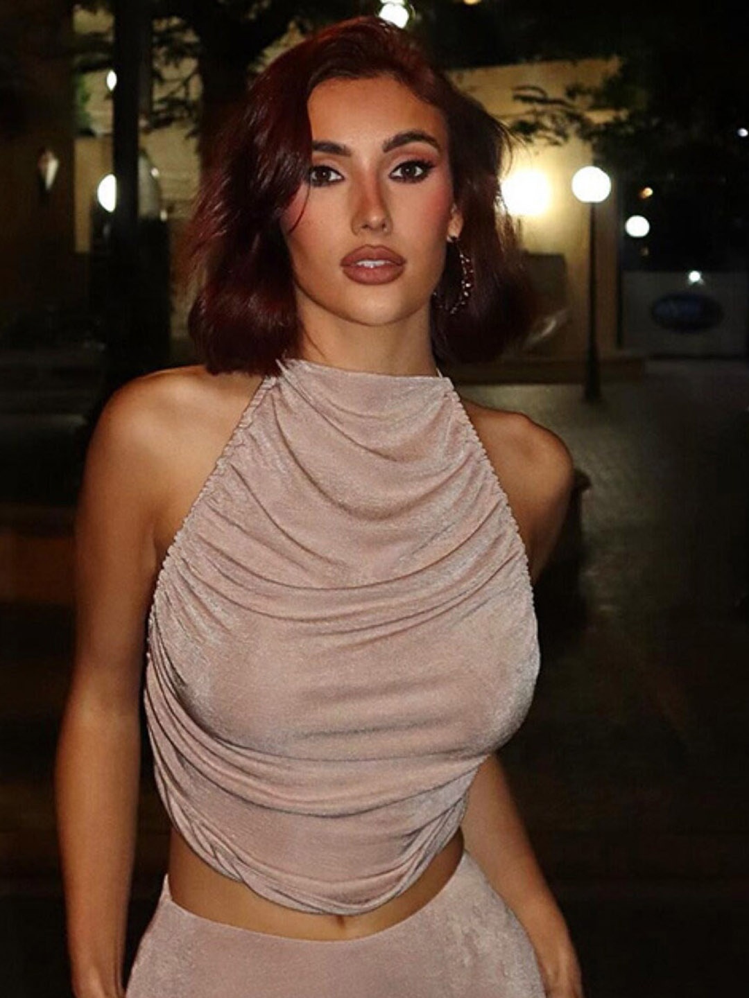 

StyleCast Cream Coloured Halter Neck Top & Skirt