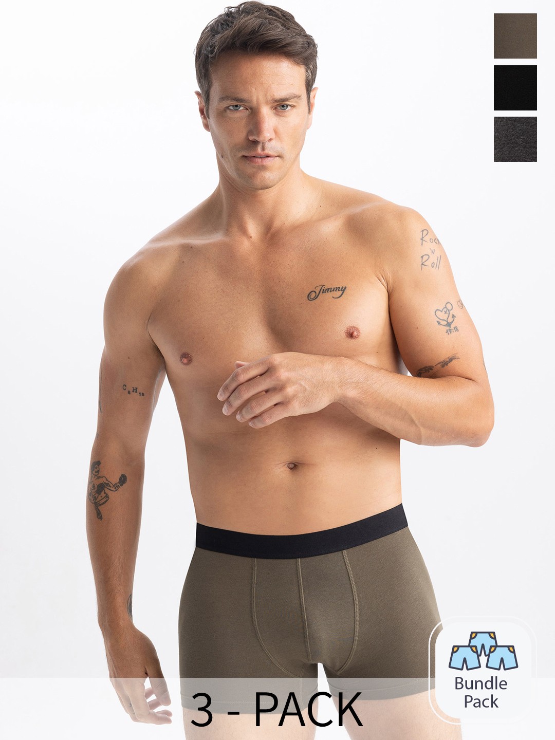 

DeFacto Pack Of 3 Outer Elastic Boxers 231850844, Black