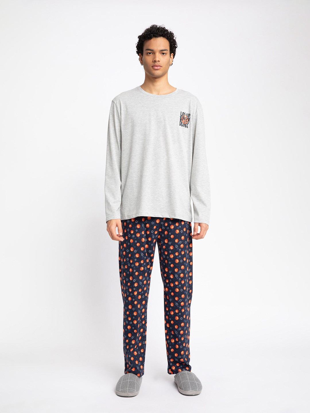 

DeFacto Conversational Print Night suit, Grey