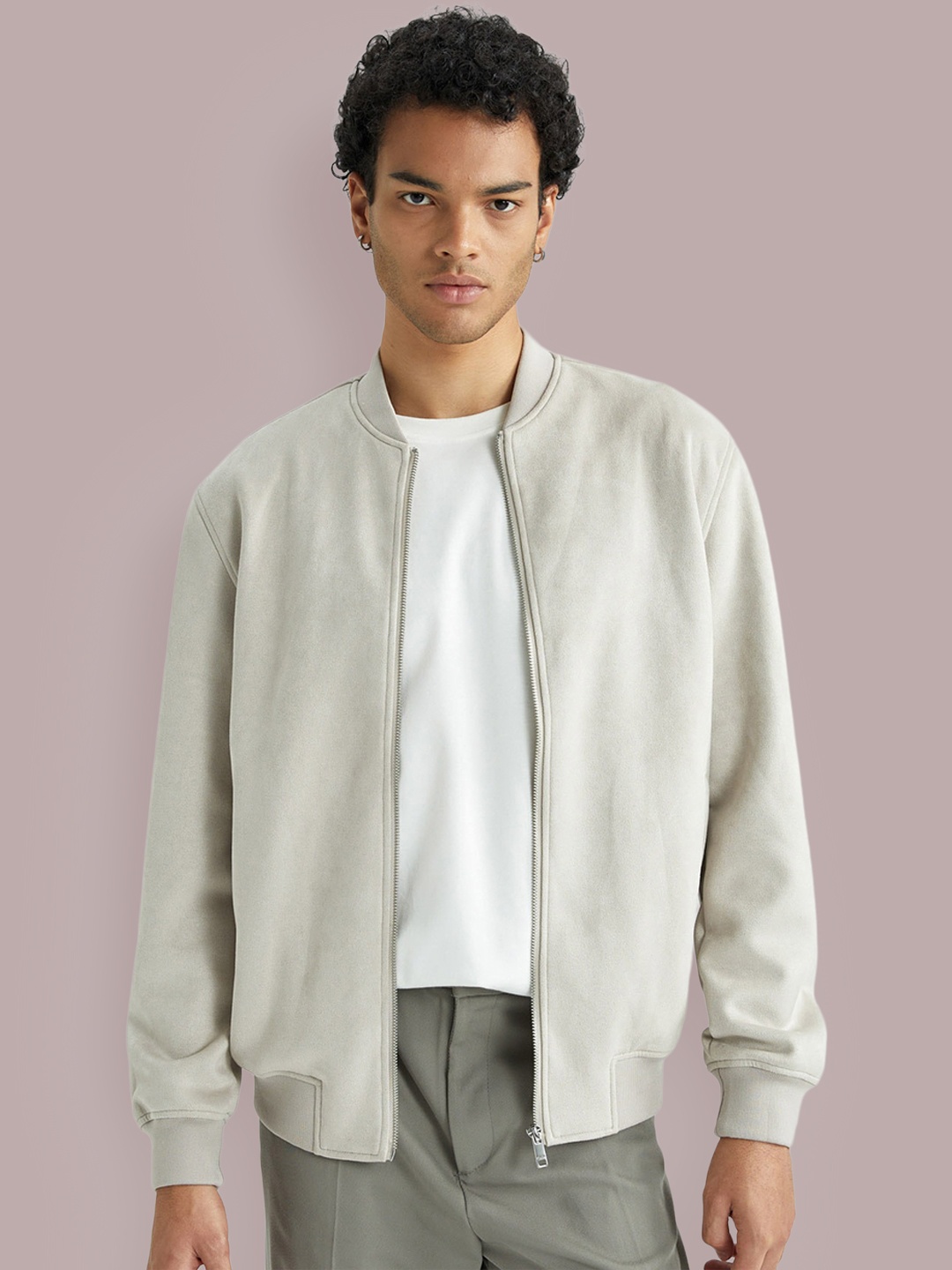 

DeFacto Mandarin Collar Bomber Jacket, Green