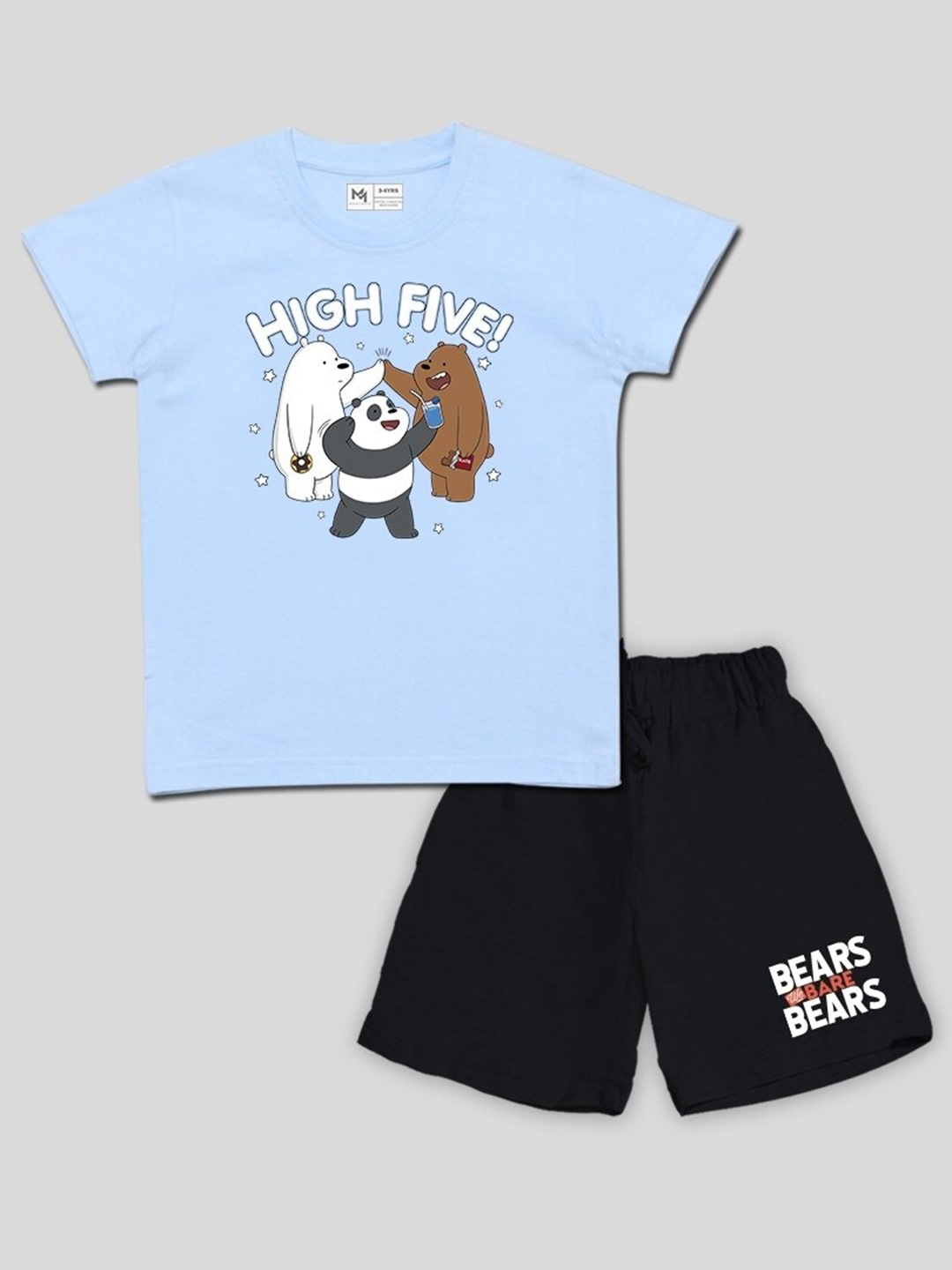 

Minute Mirth Boys Printed Pure Cotton T-shirt with Shorts, Blue