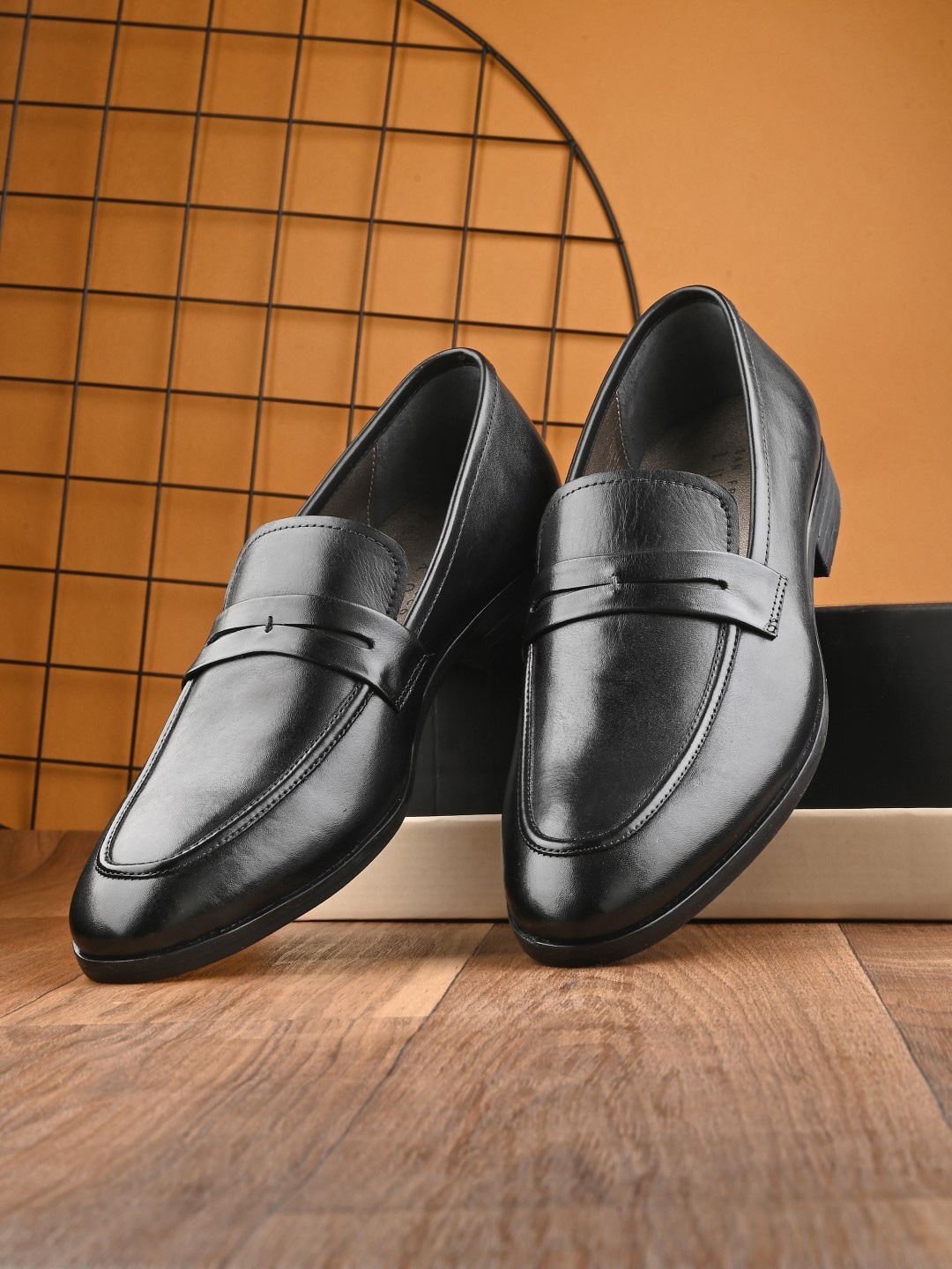 

San Frissco Men Genuine Leather Slip-On Formal Loafers, Black