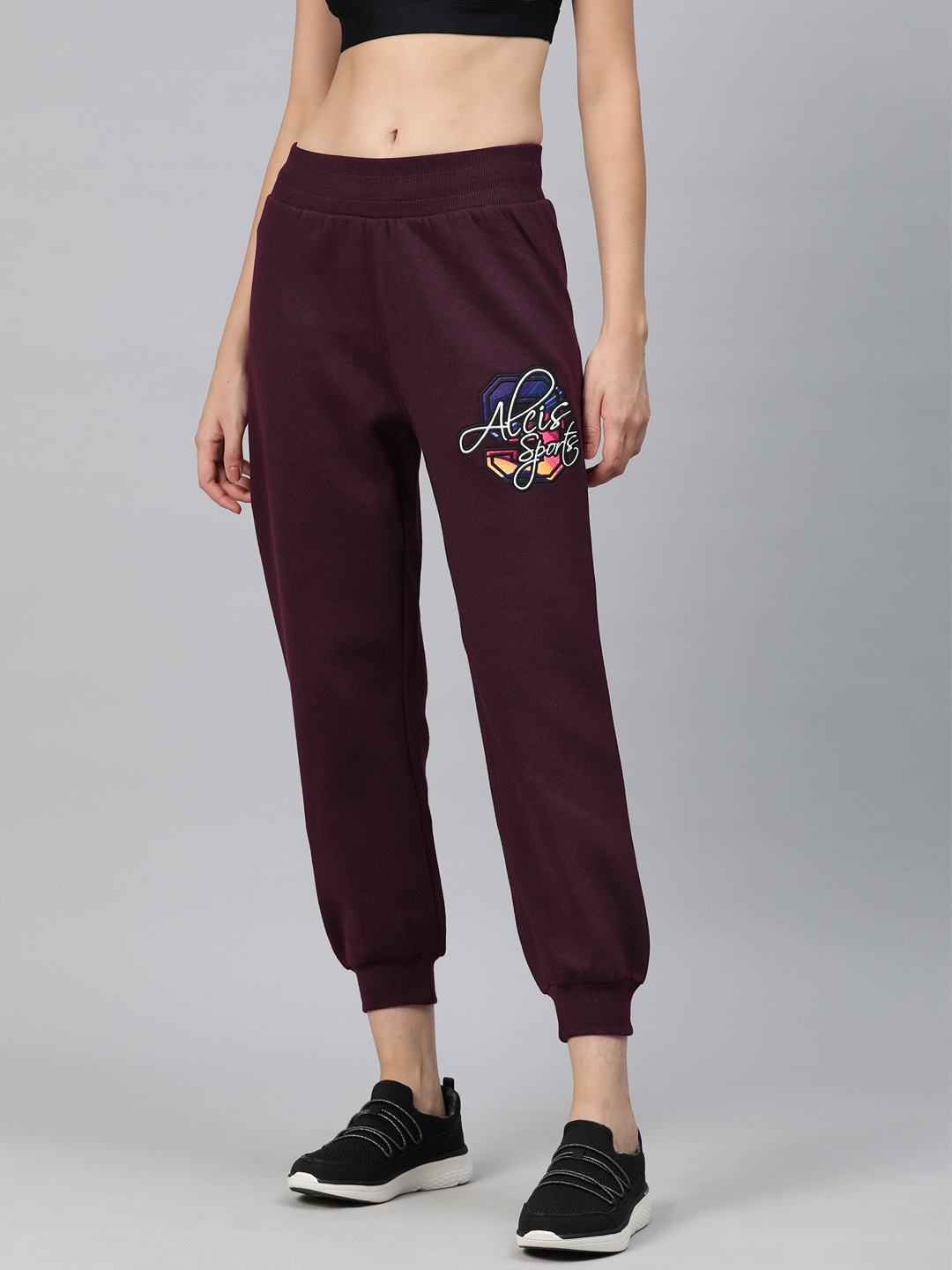 

Alcis Typography Embroidered Sports Joggers, Maroon