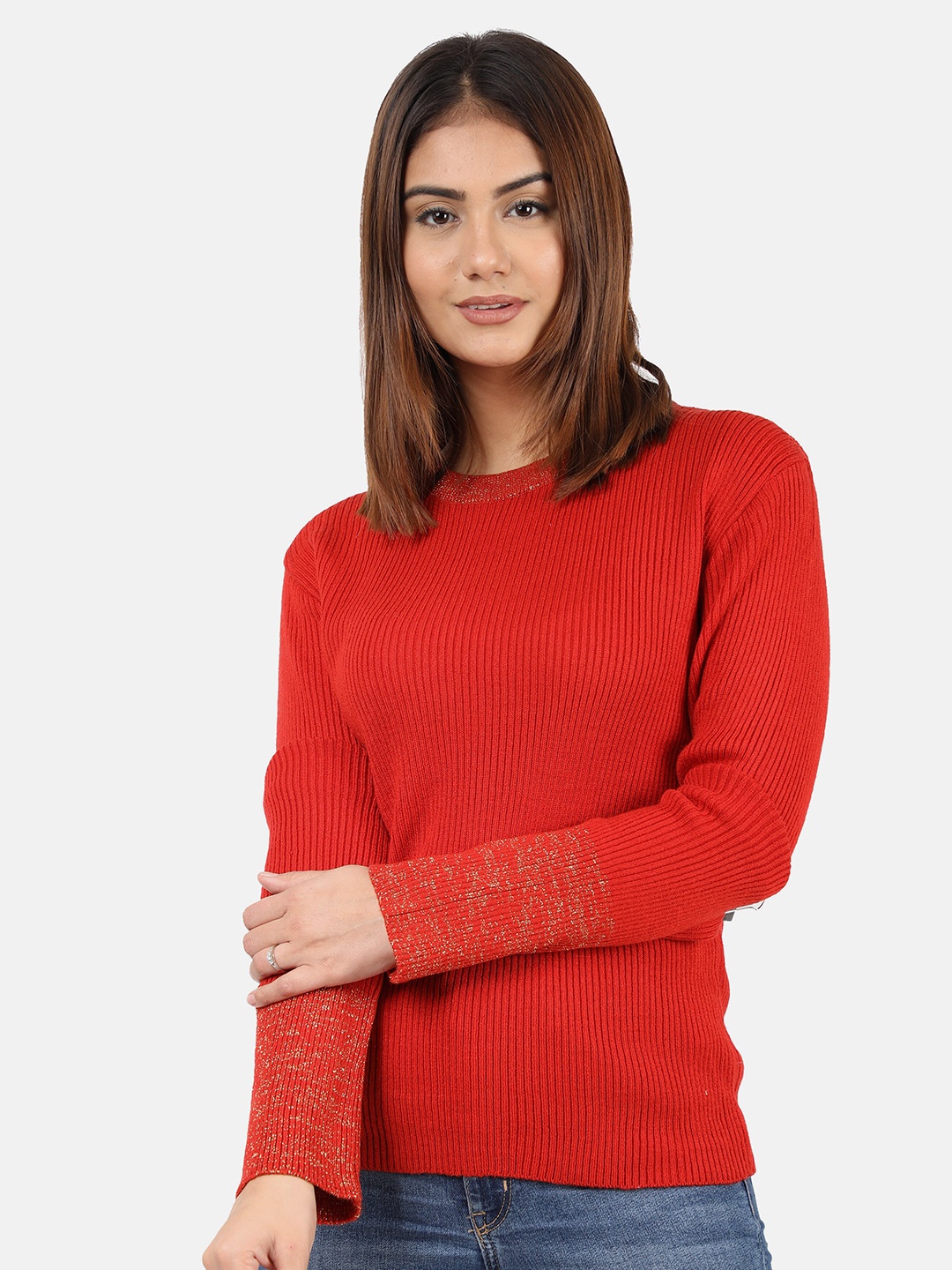 

CHKOKKO Ribbed Woollen Sweater, Red