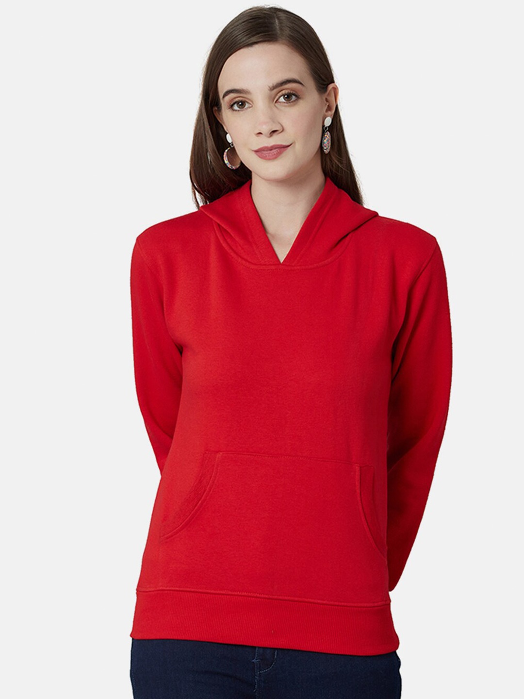 

CHKOKKO Hooded Woollen Pullover Sweatshirt, Red