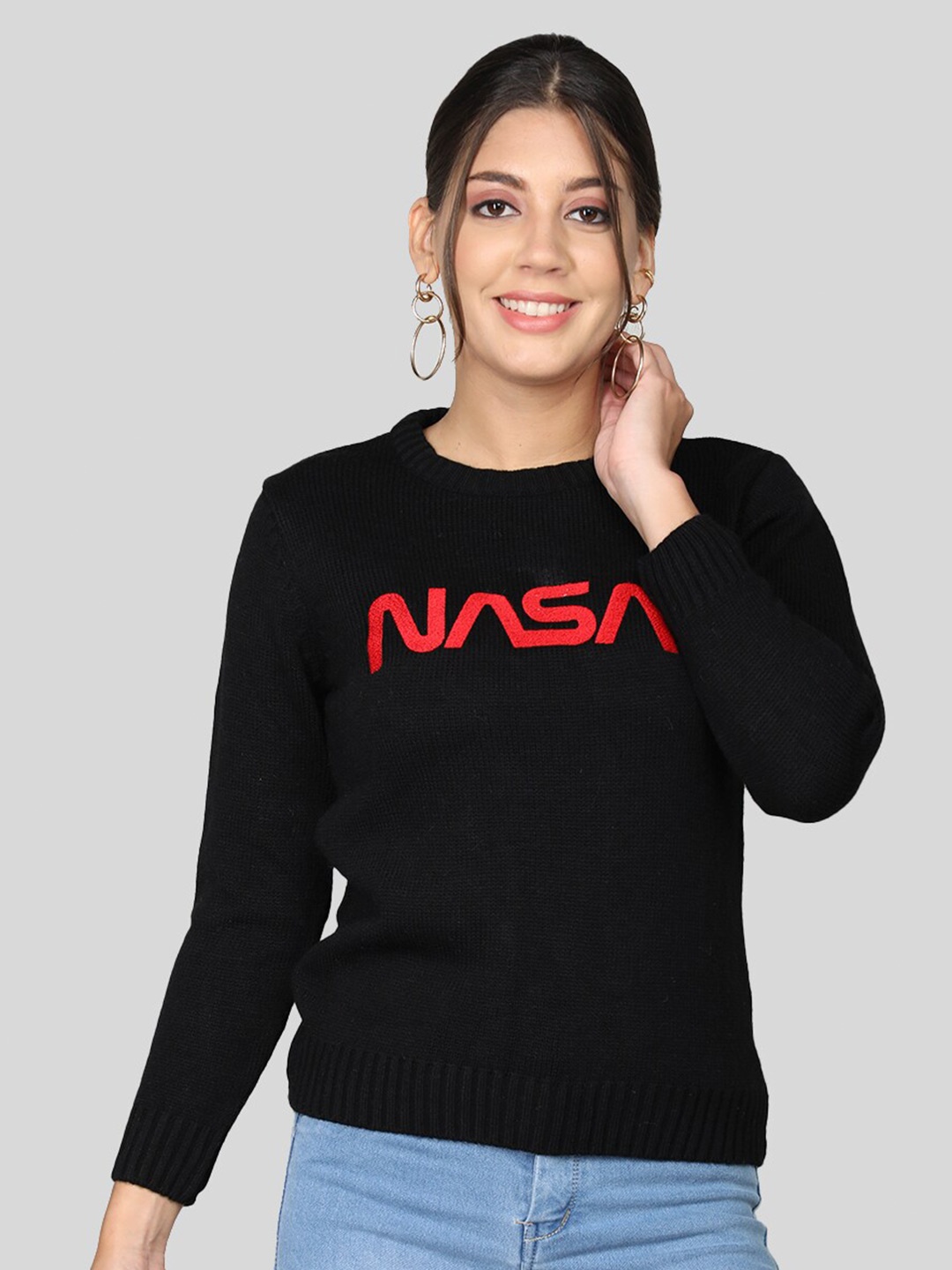 

CHKOKKO NASA Embroidered Woollen Pullover, Black
