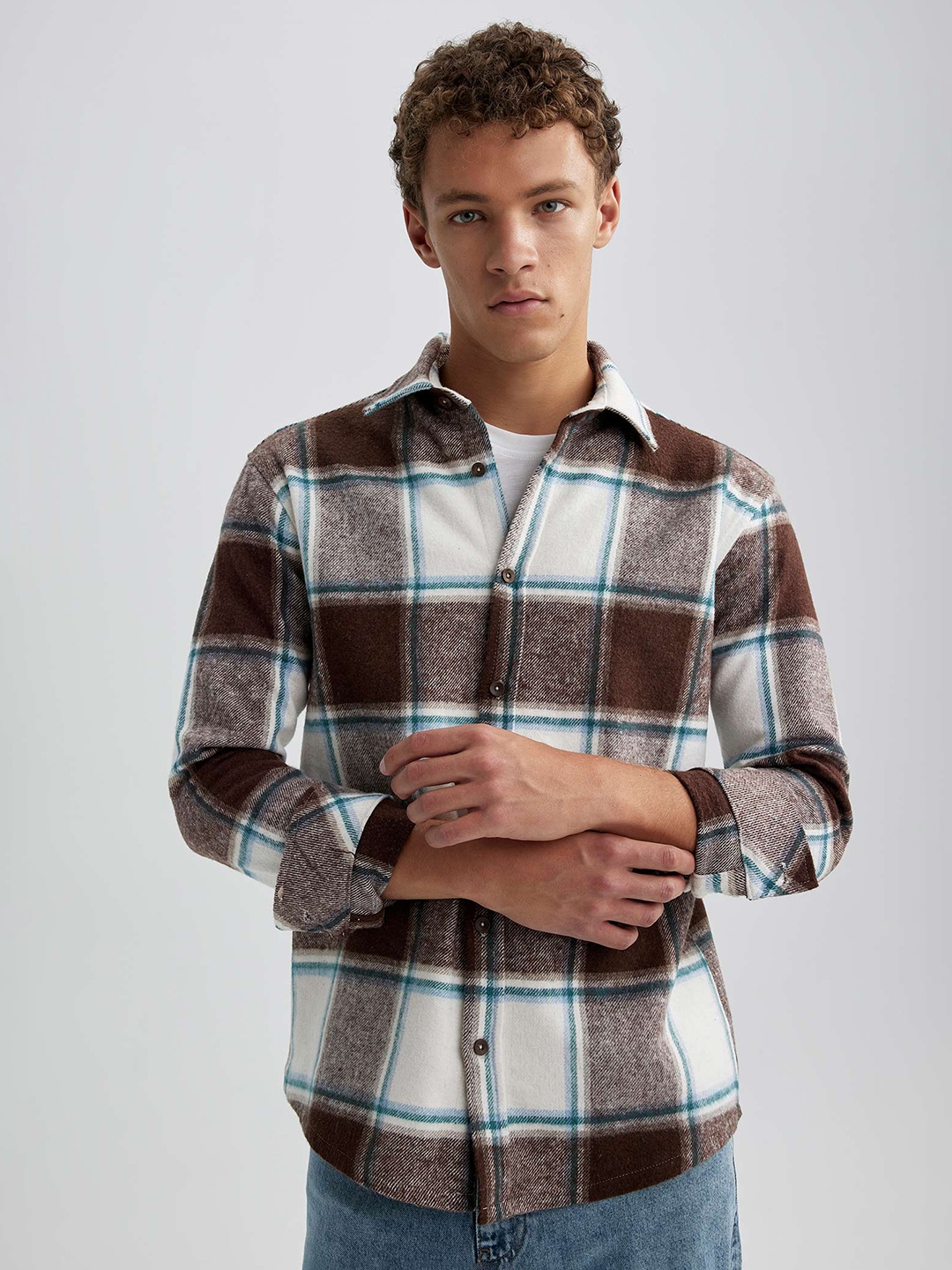 

DeFacto Tartan Checks Opaque Checked Casual Shirt, White