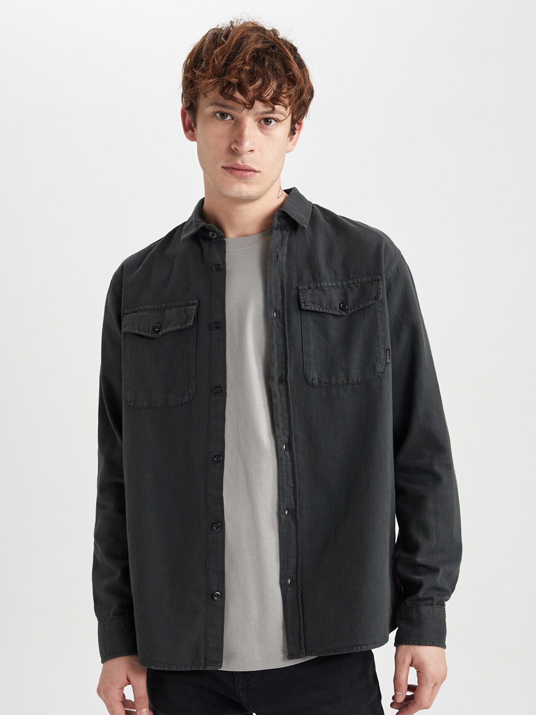 

DeFacto Opaque Casual Shirt, Charcoal