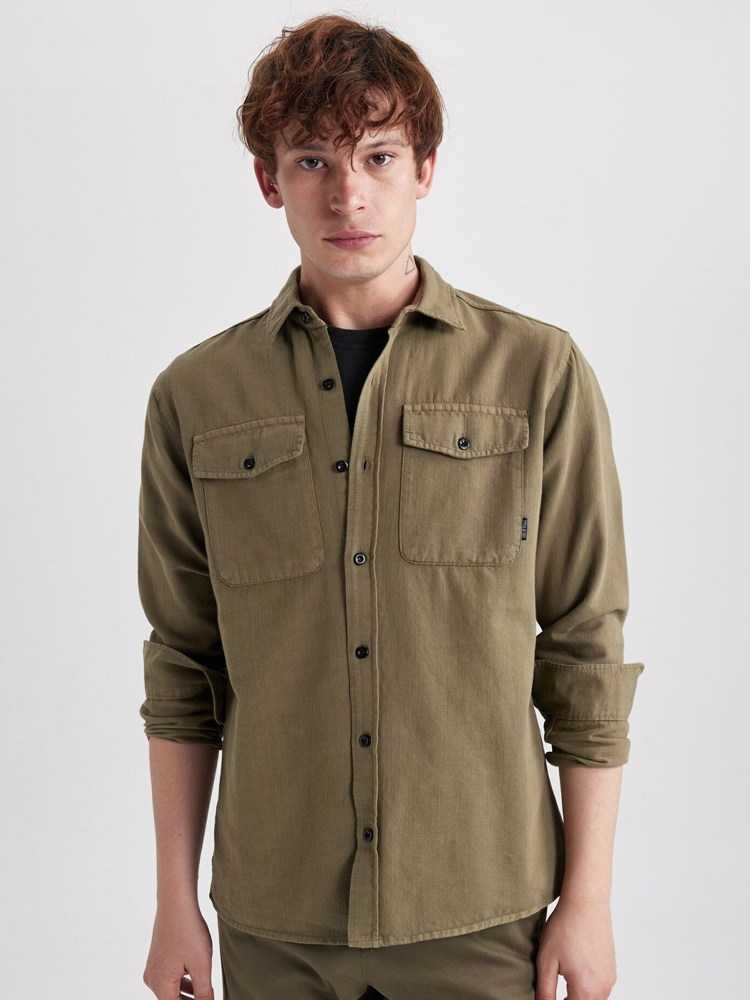 

DeFacto Opaque Casual Cotton Shirt, Khaki