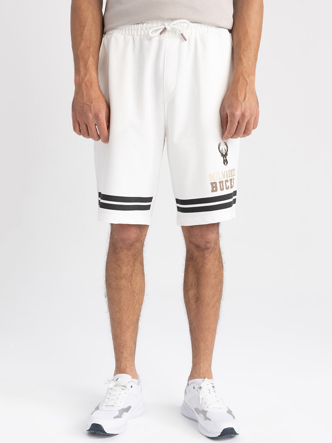 

DeFacto Men Typography Printed Regular Shorts, White