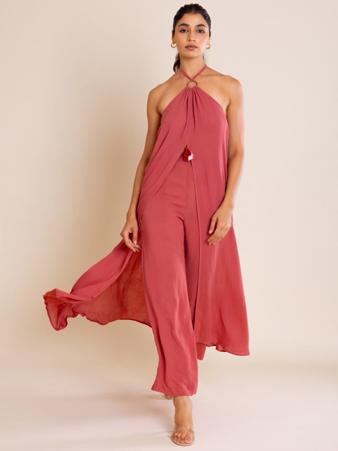 

Label Reyya Halter Neck Tunic With Trouser, Rust