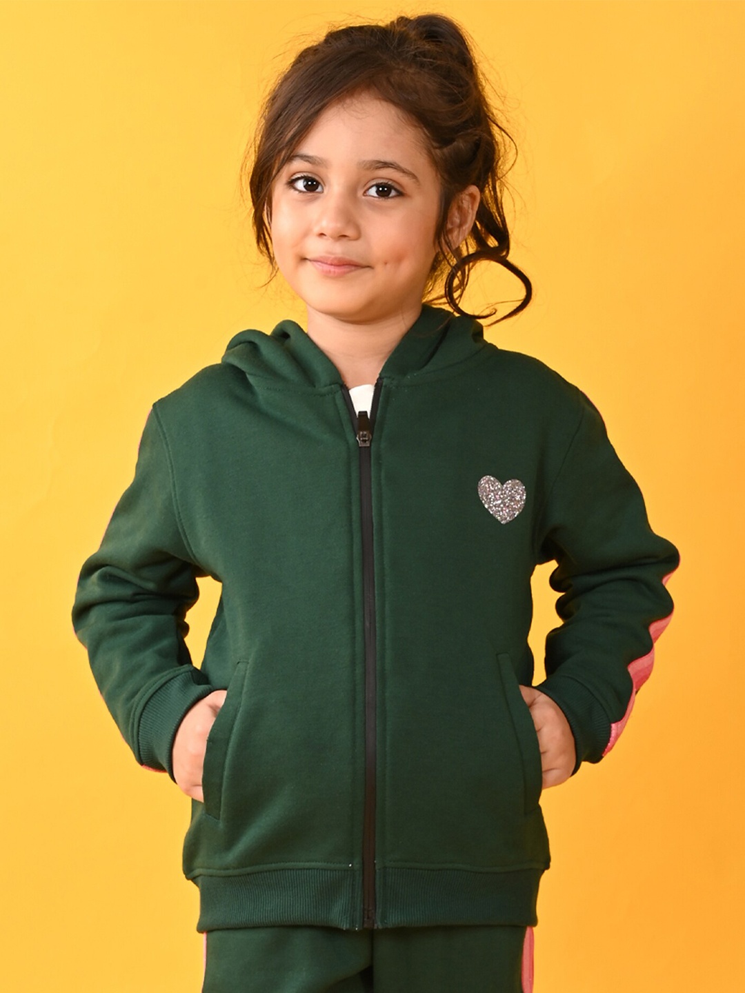 

Anthrilo Infant Girls Hooded Fleece Front-Open Sweatshirt, Green