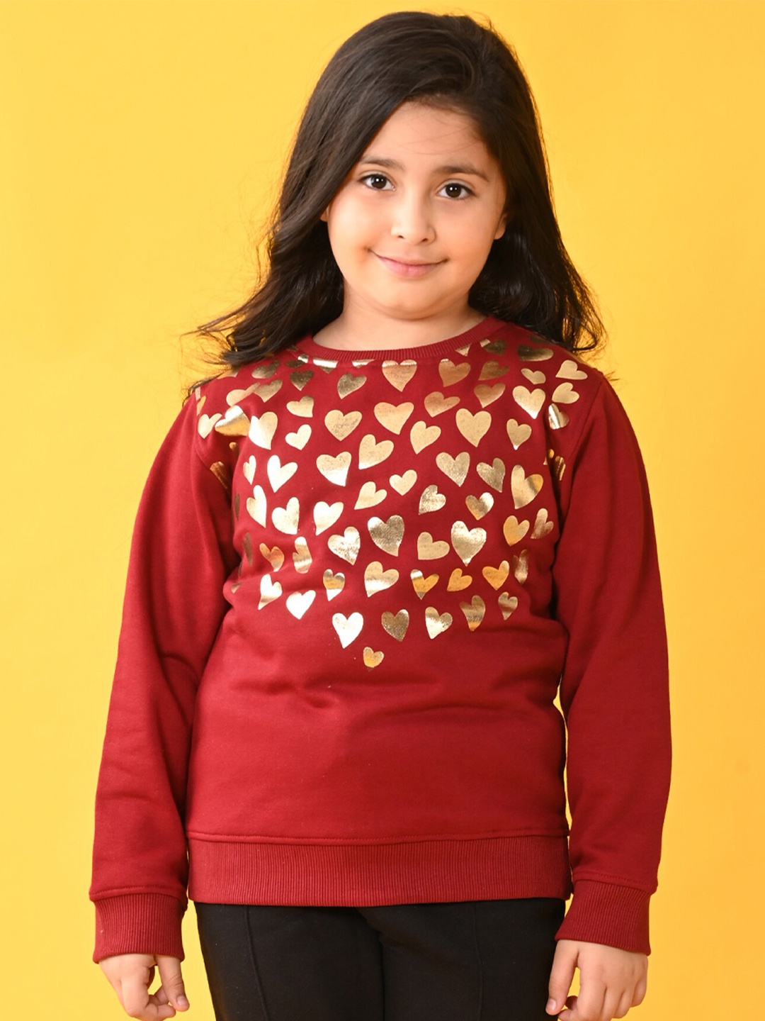 

Anthrilo Girls Conversational Printed Fleece Pullover Sweatshirt, Maroon