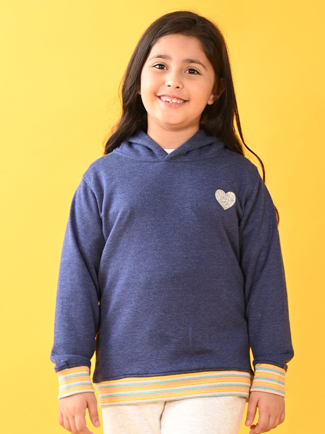 

Anthrilo Girls Embellished Hooded Fleece Pullover Sweatshirt, Blue