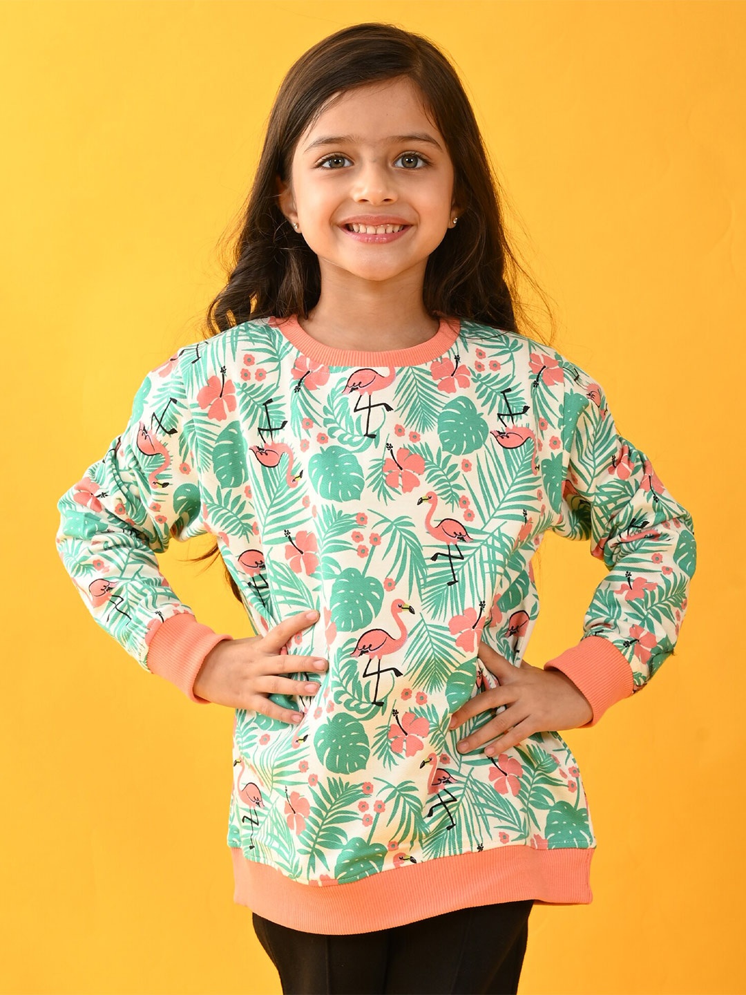 

Anthrilo Infant Girls Floral Printed Fleece Pullover, Pink