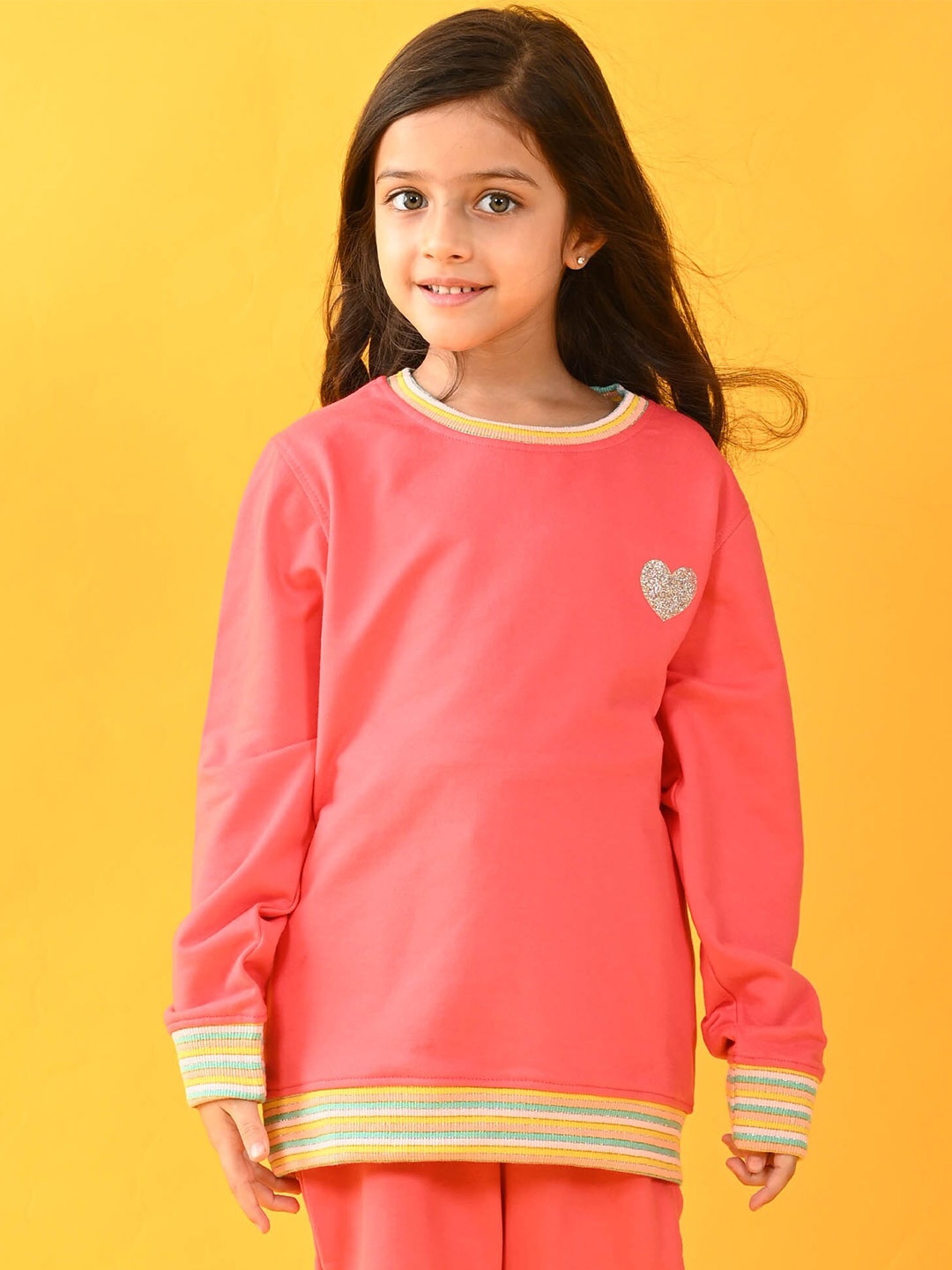 

Anthrilo Girls Embellished Fleece Longline Pullover Sweatshirt, Pink