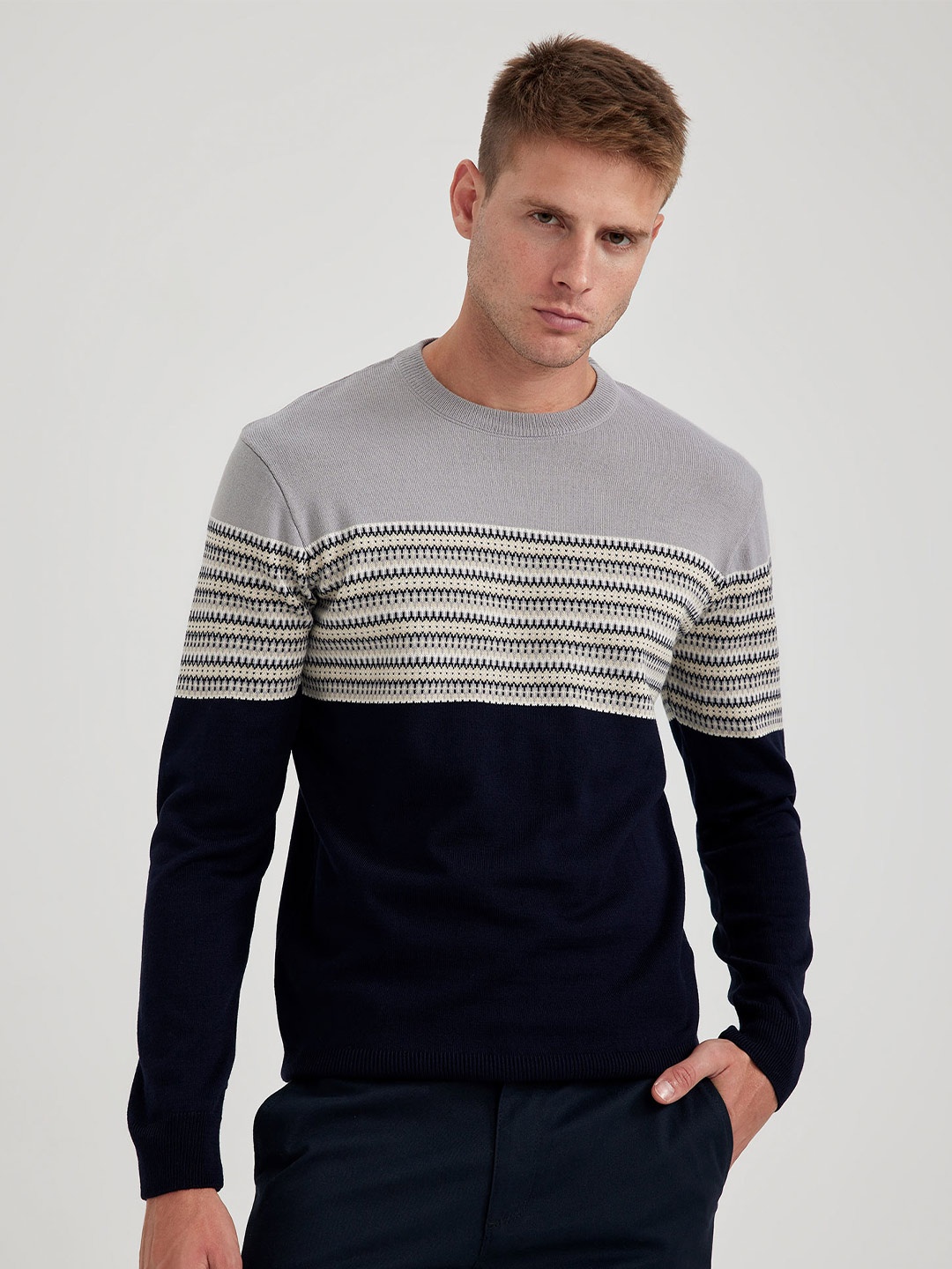 

DeFacto Striped Pullover Acrylic Sweaters, Black