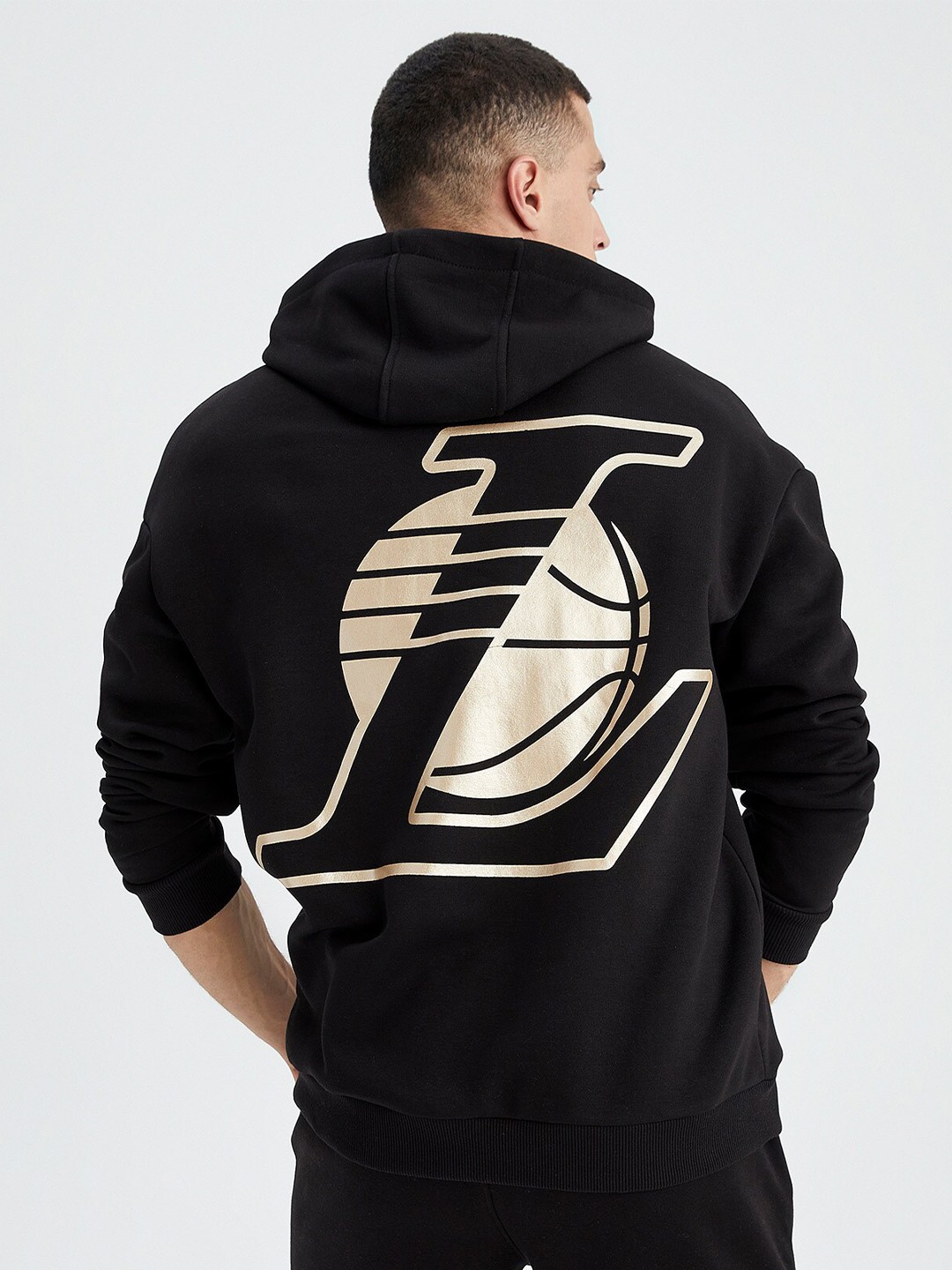 

DeFacto Typography Printed Hooded Cotton Sweatshirt, Black
