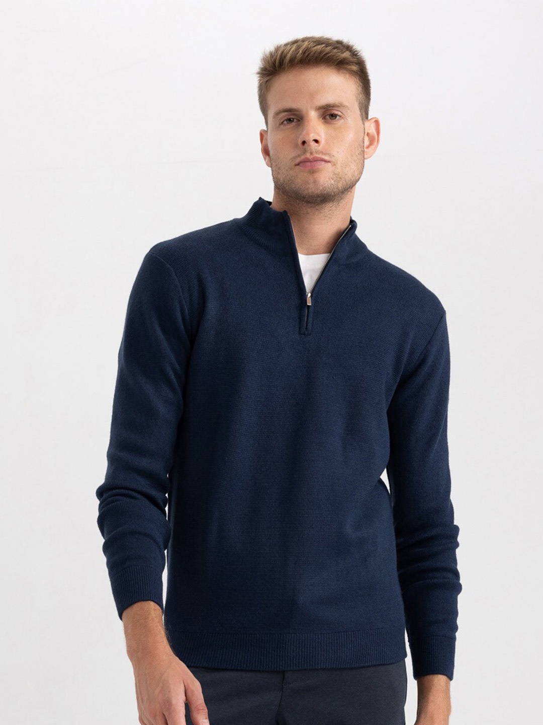 

DeFacto Mock Collar Acrylic Pullover, Blue